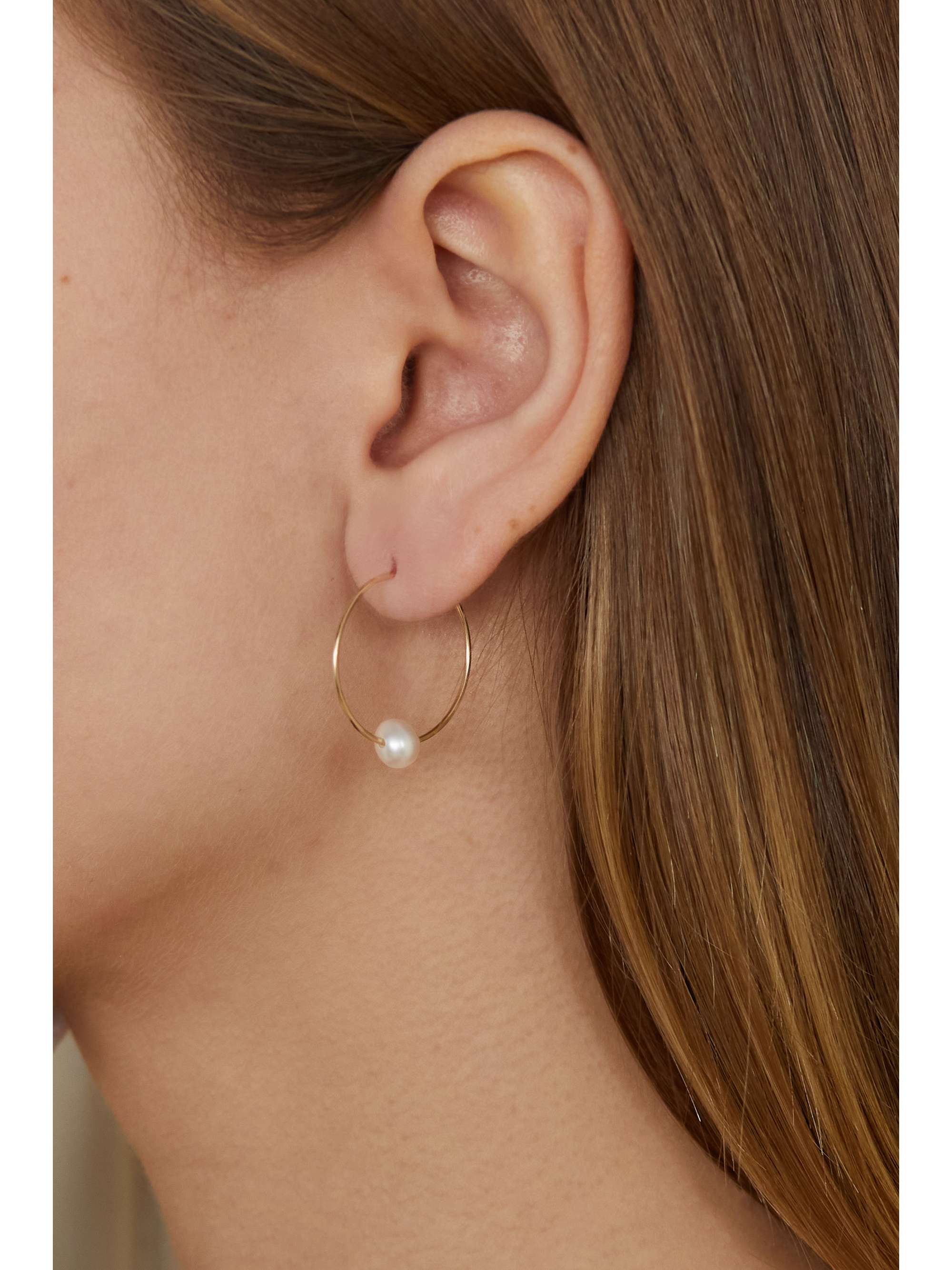 MELISSA JOY MANNING Large 14-karat recycled gold pearl hoop earrings