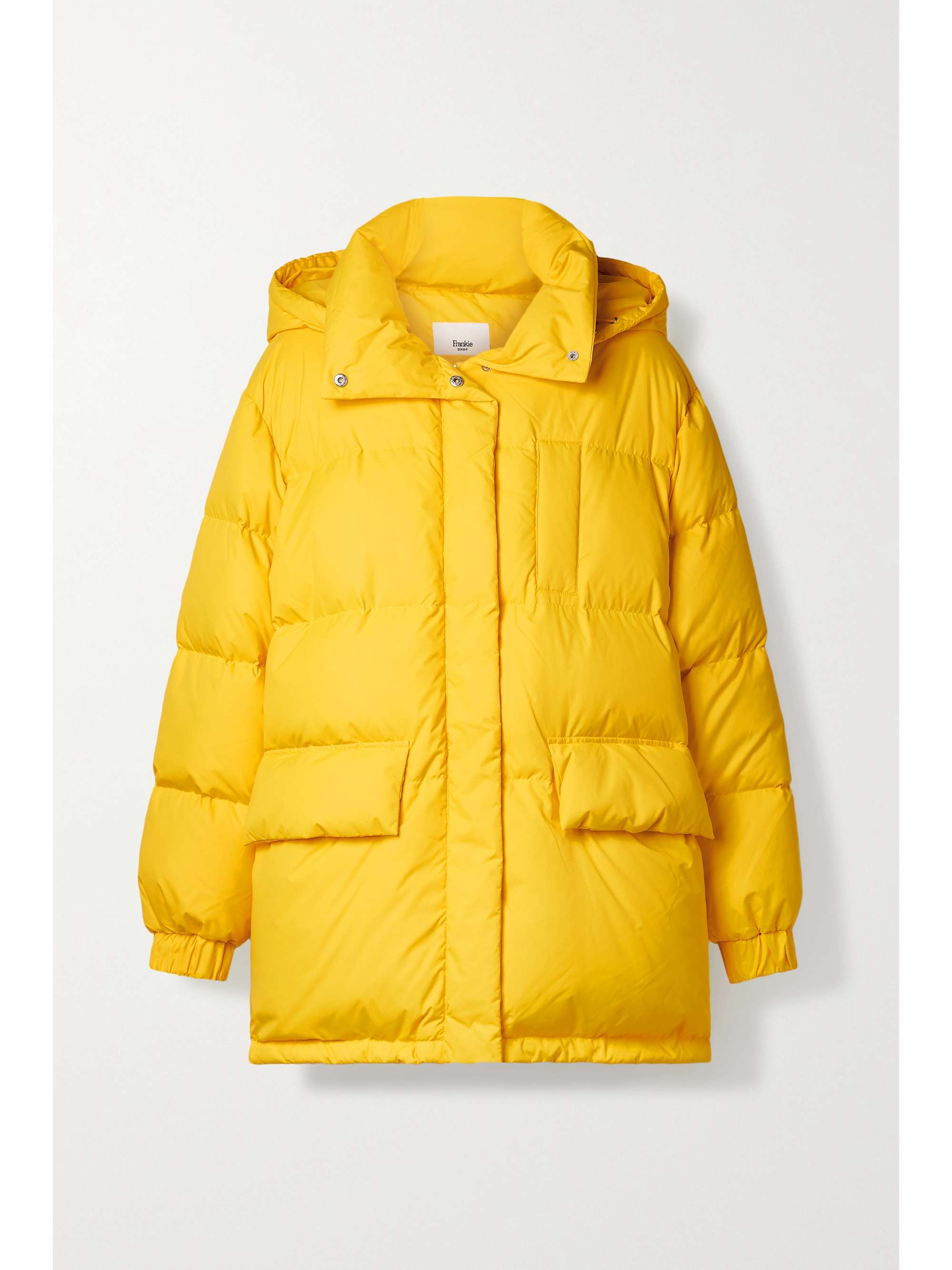 yellow quilted coat