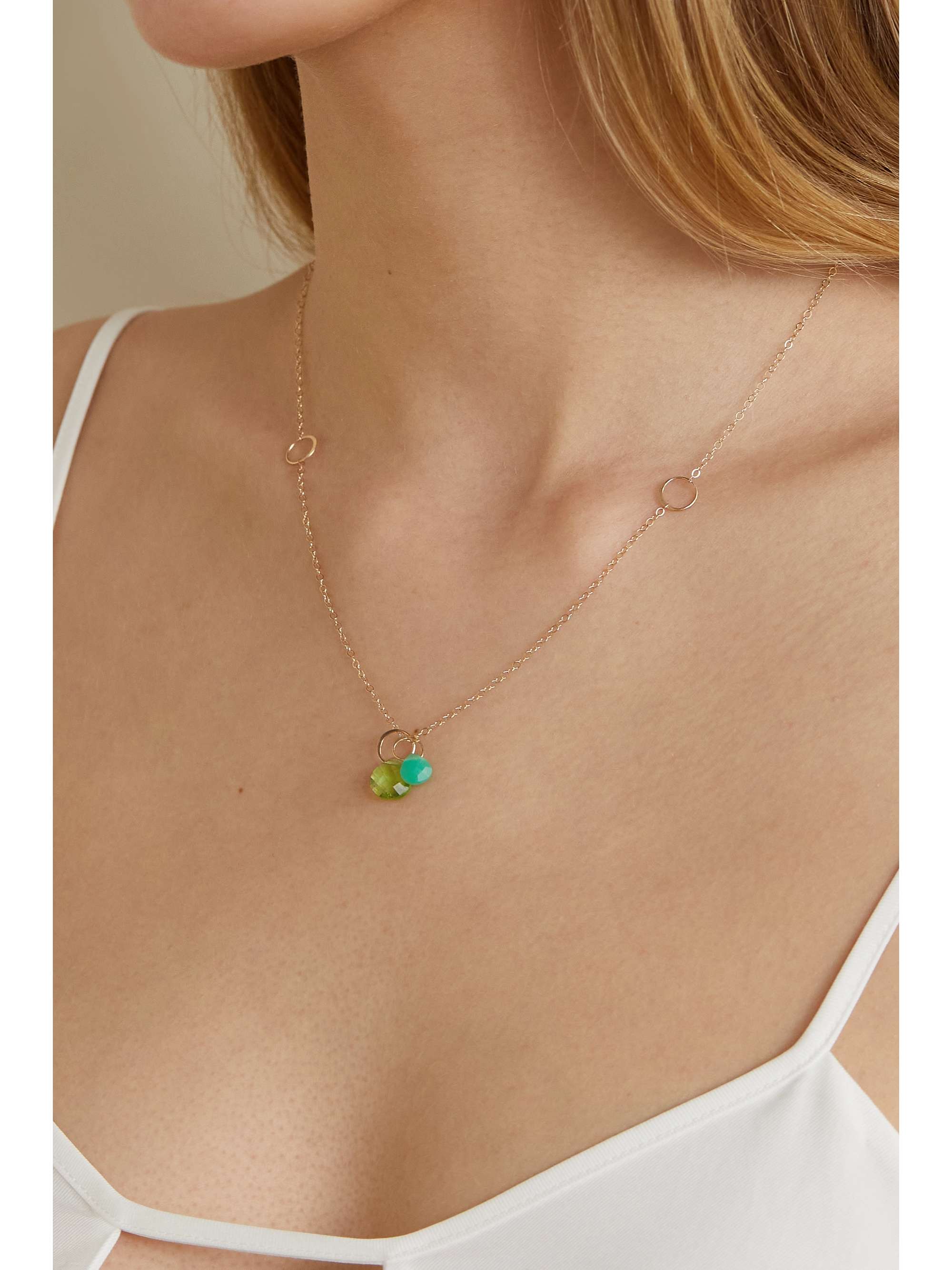 MELISSA JOY MANNING 14-karat recycled gold, peridot and chrysoprase necklace