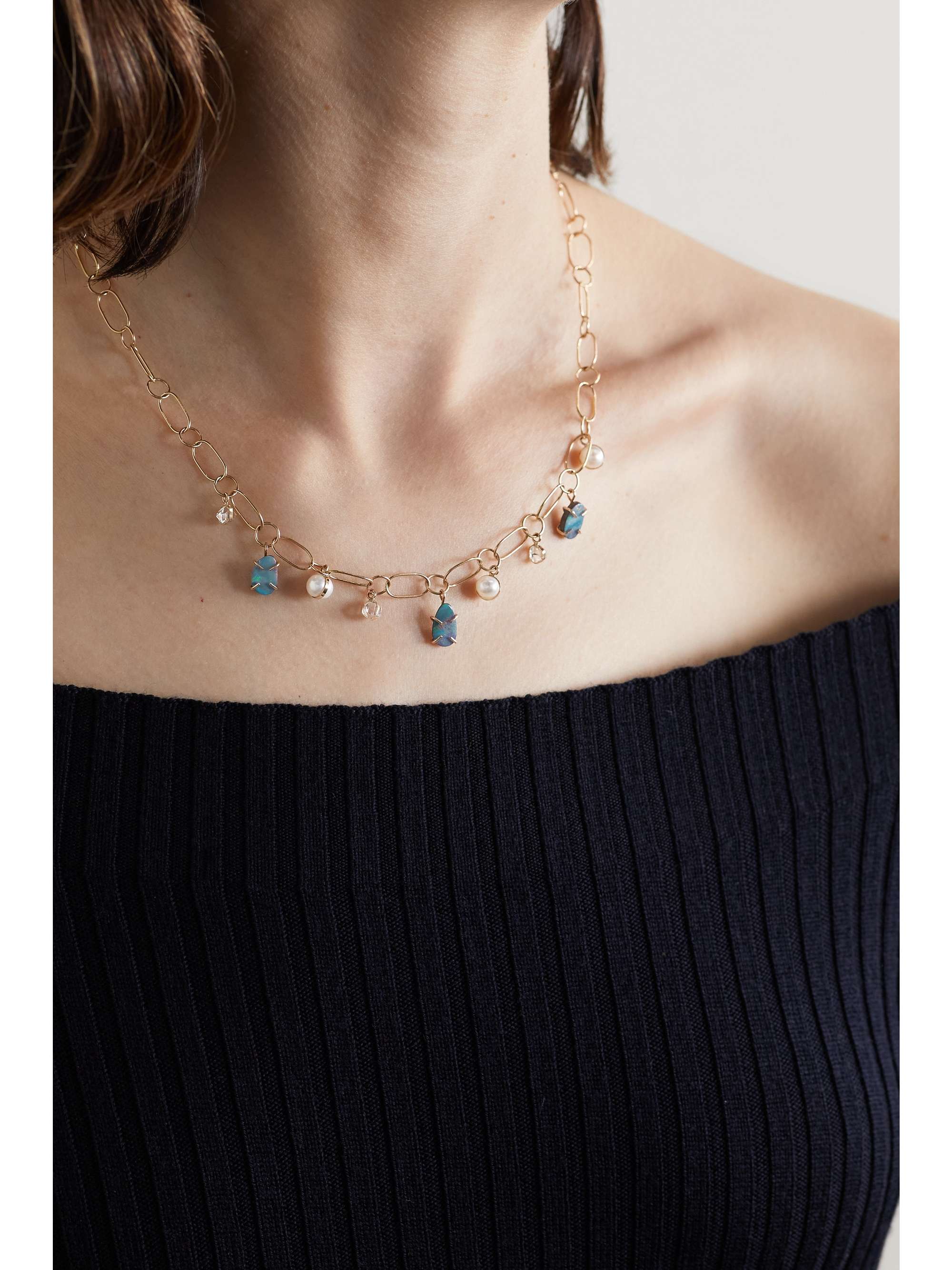MELISSA JOY MANNING 14-karat recycled gold multi-stone necklace