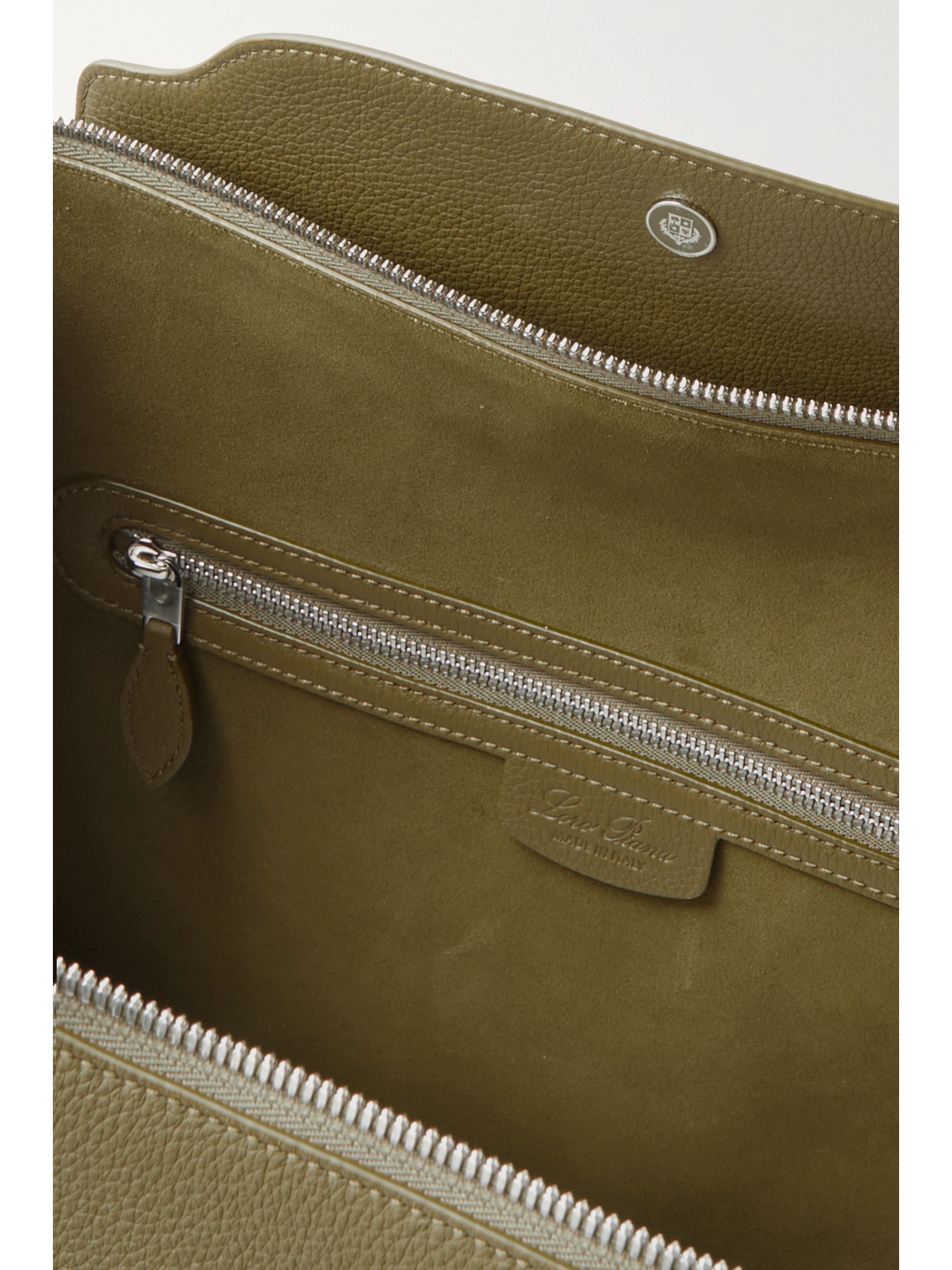 Loro Piana Sesia Happy Day Large Leather Tote In Green