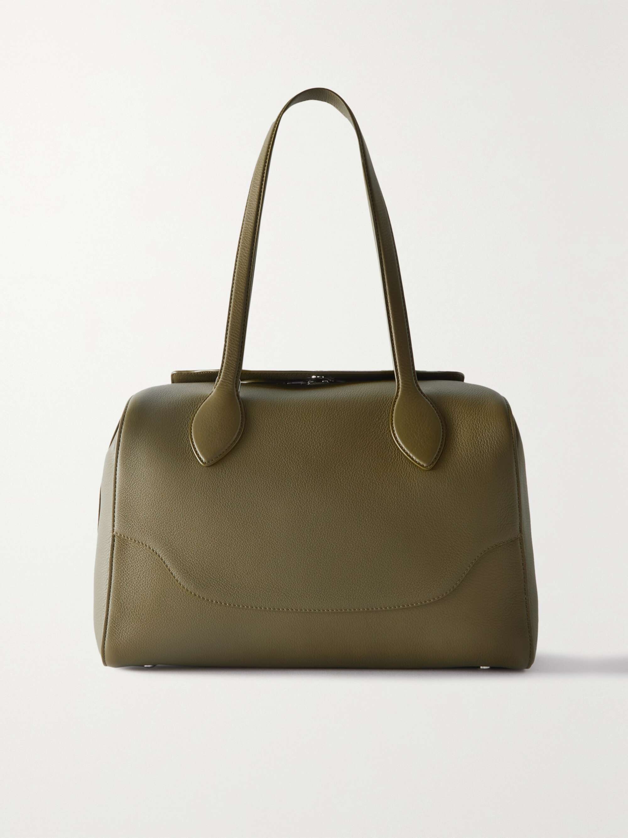 Sesia L Leather Tote in Green - Loro Piana