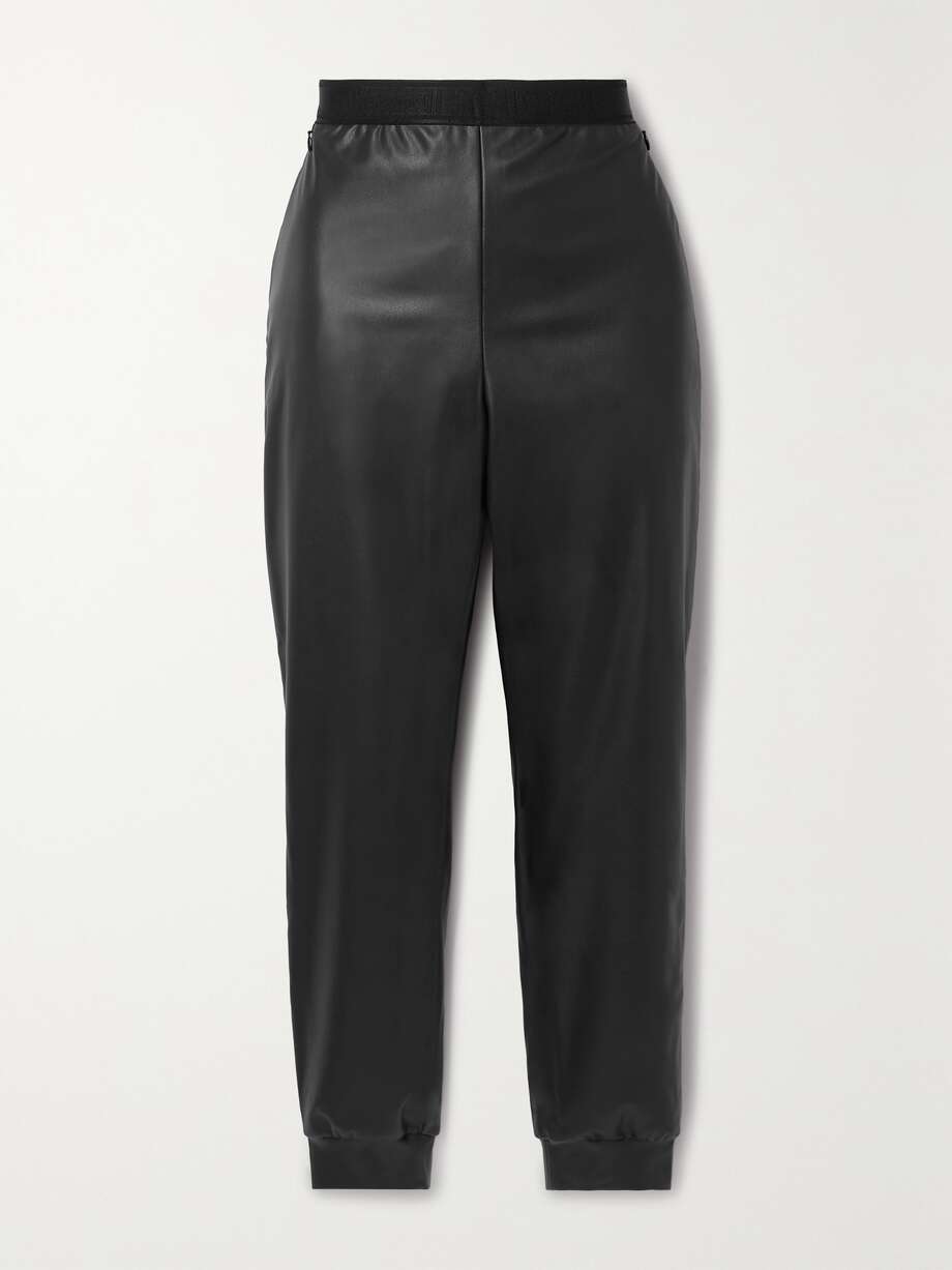 Faux Leather Track Pants