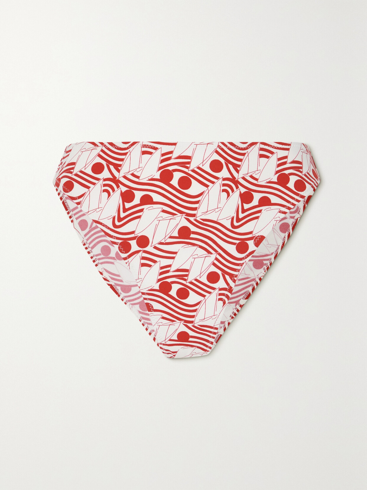 Fisch + Net Sustain Printed Stretch-econyl Bikini Briefs In Red