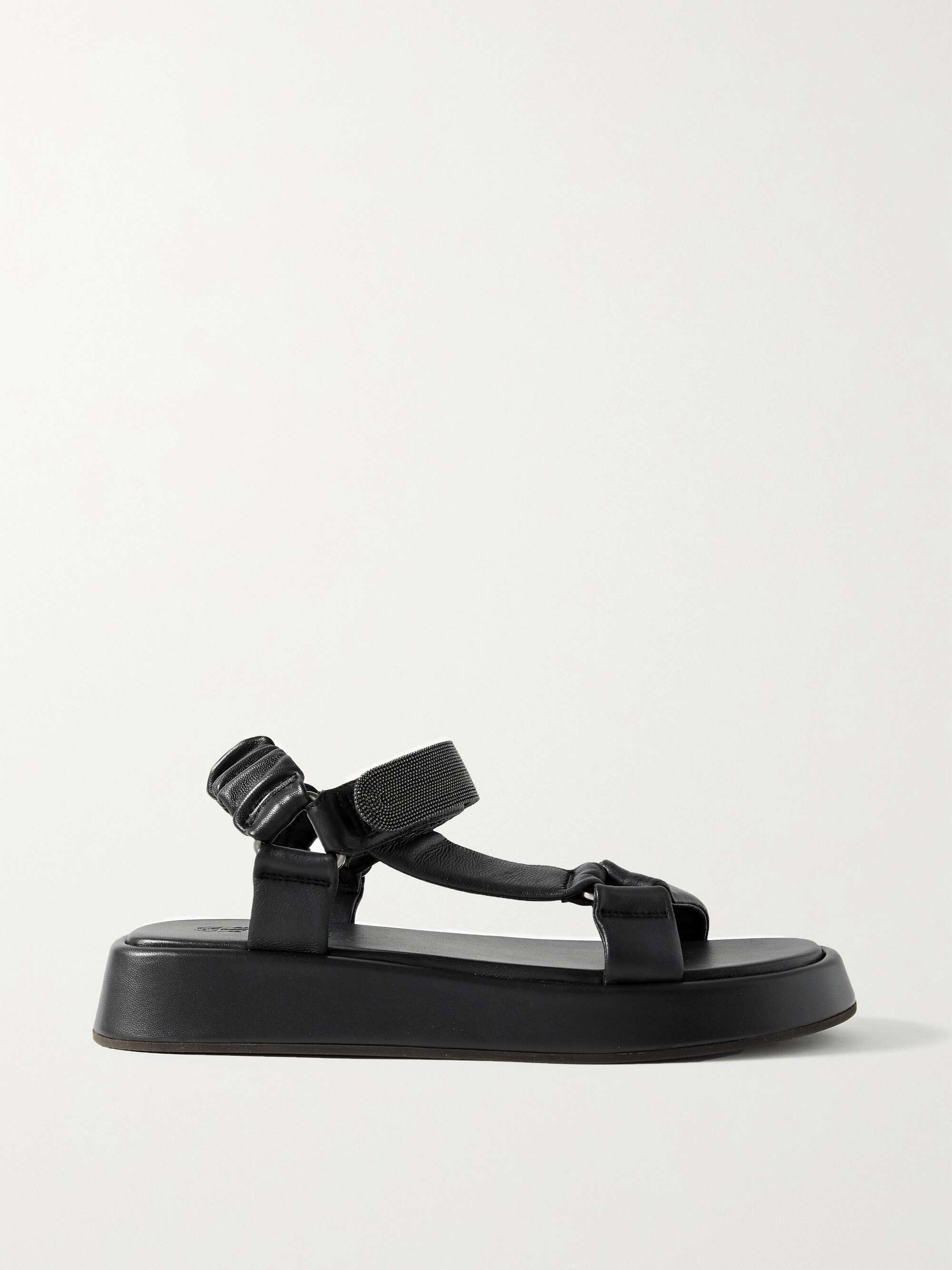 BRUNELLO CUCINELLI Bead-embellished leather sandals | NET-A-PORTER
