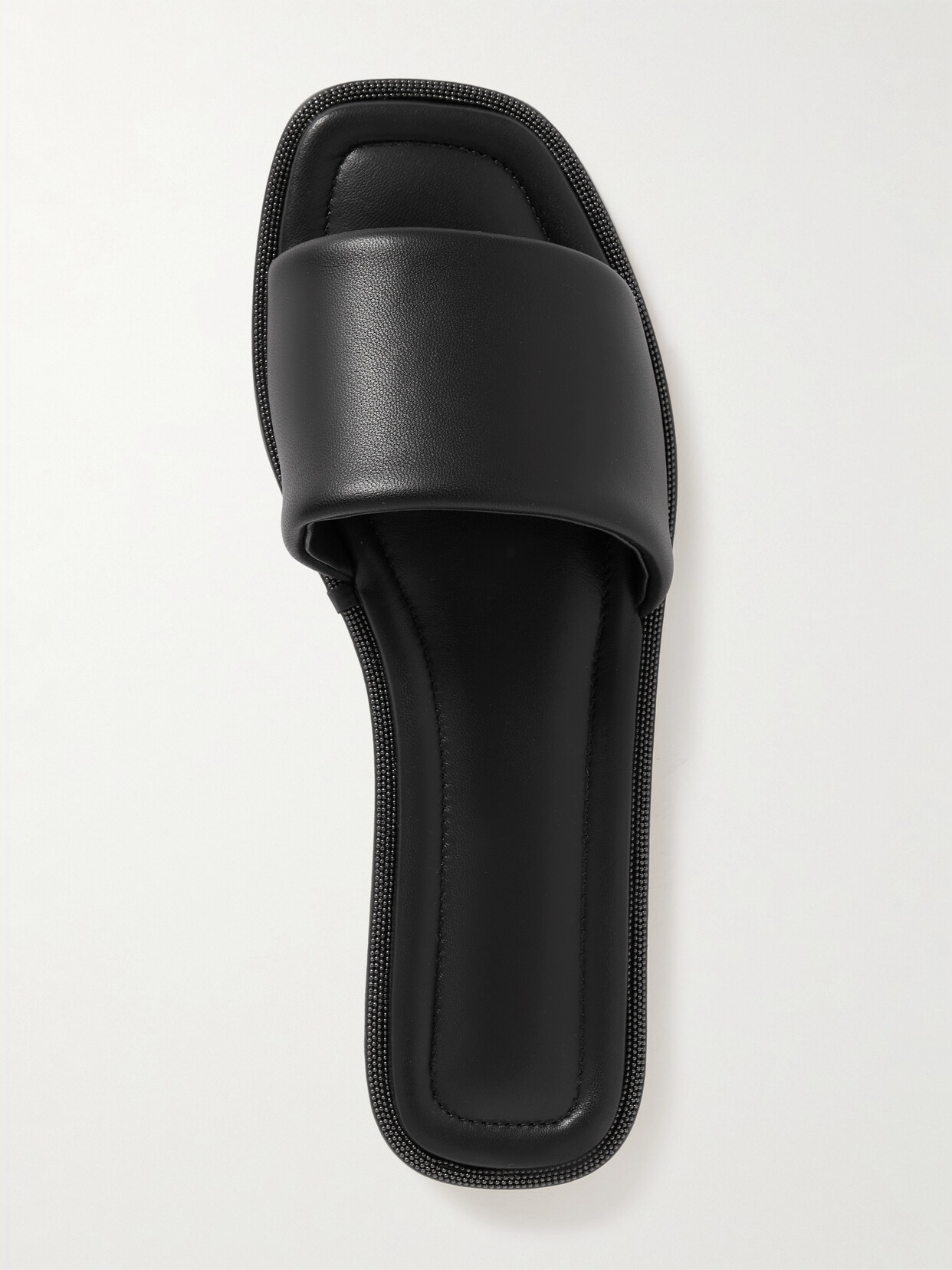 Brunello Cucinelli Monili-embellished Leather Slides In Black