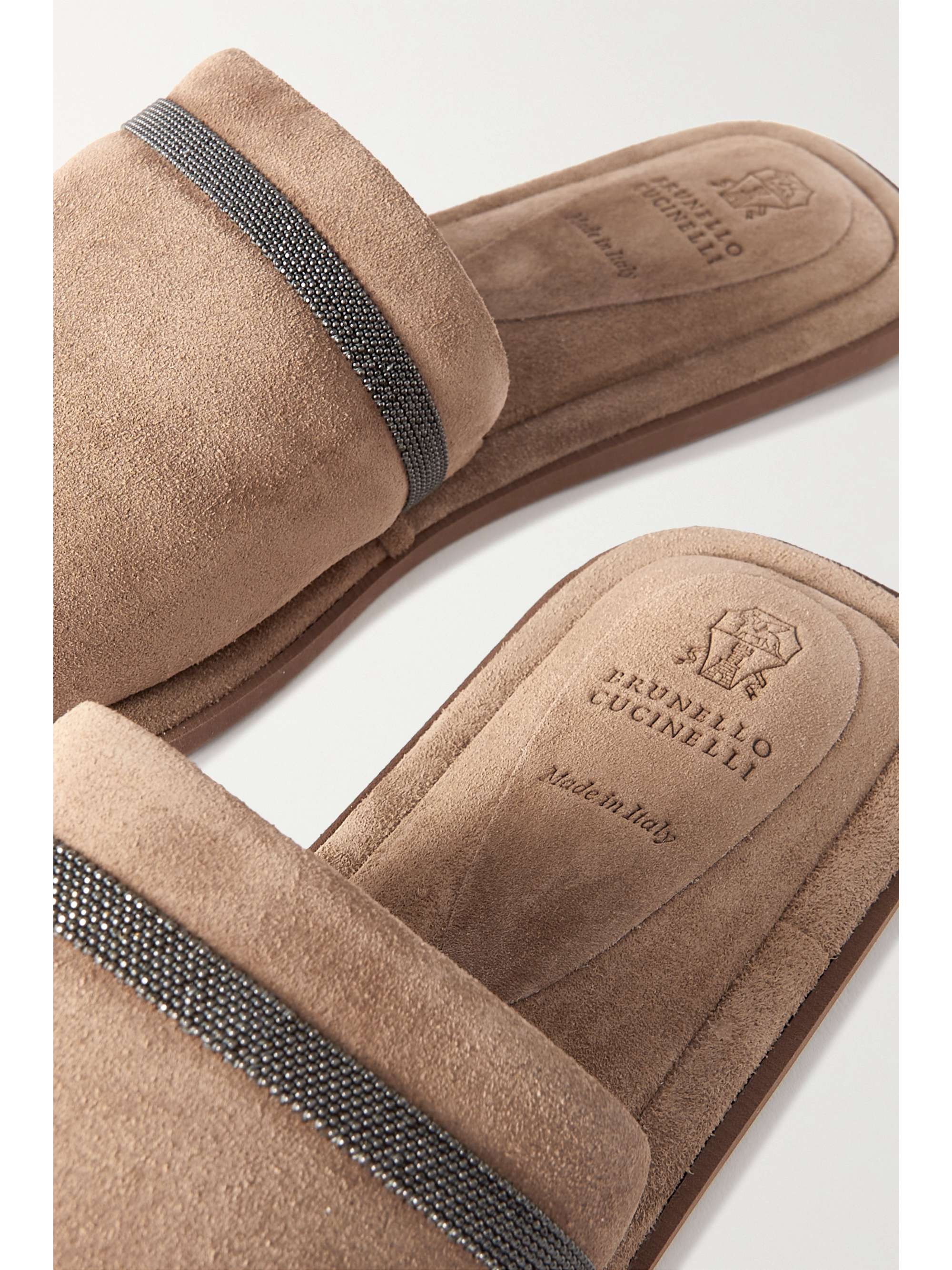 BRUNELLO CUCINELLI Bead-embellished suede slippers