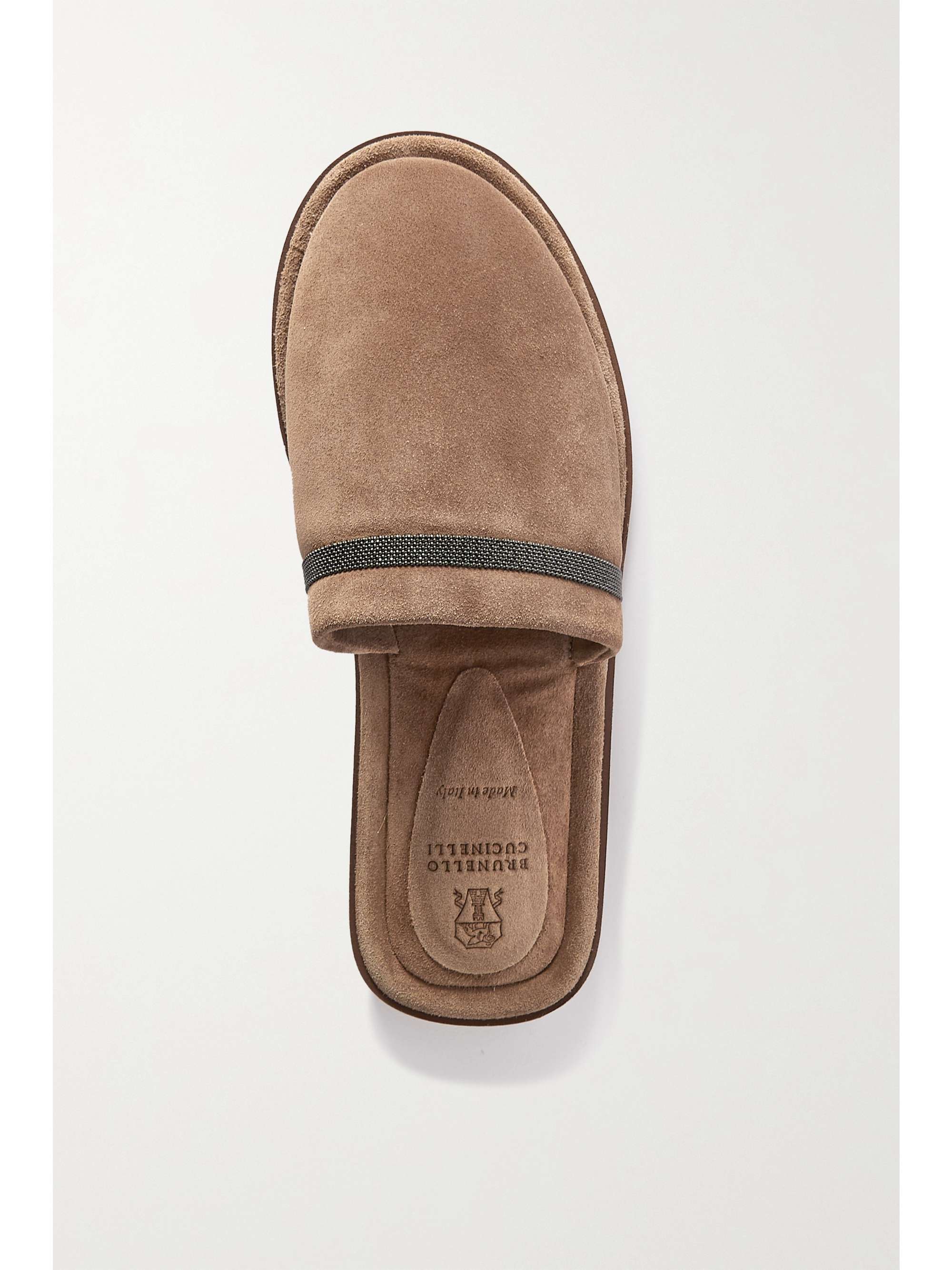 BRUNELLO CUCINELLI Bead-embellished suede slippers