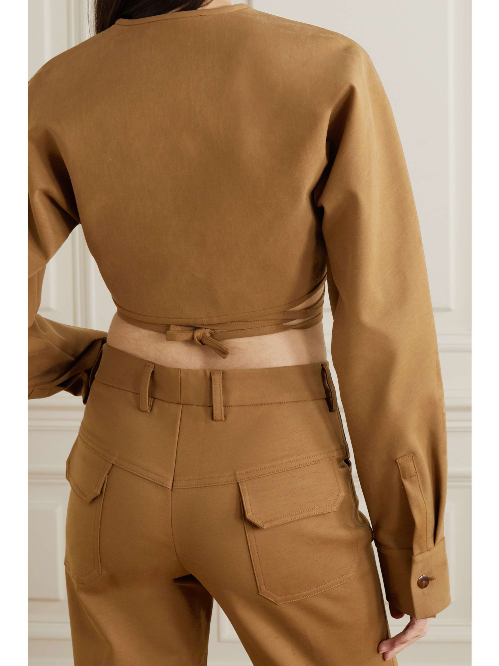 CHRISTOPHER ESBER Magyar cropped tie-detailed stretch cotton and Lyocell-blend top