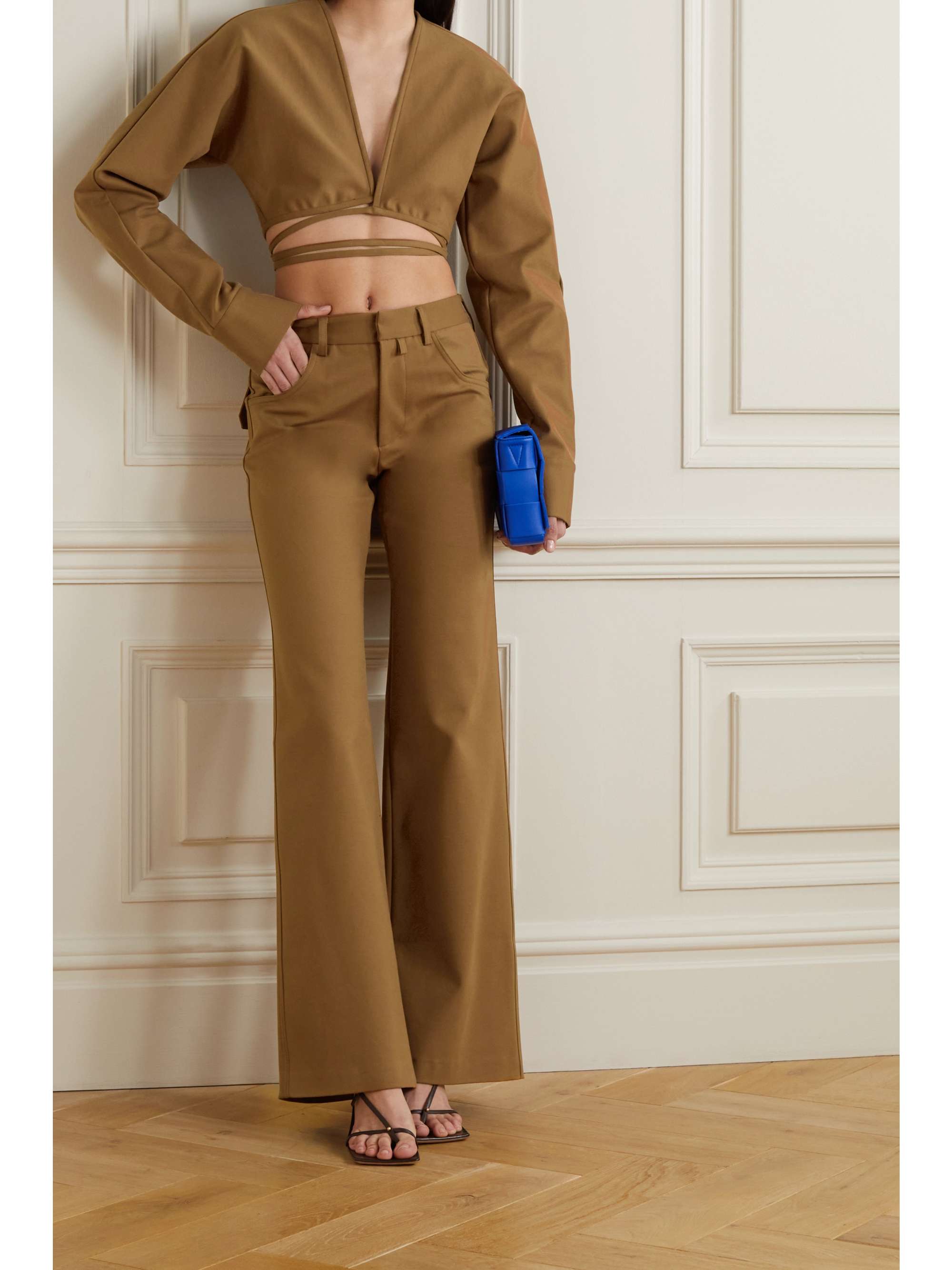 CHRISTOPHER ESBER Magyar cropped tie-detailed stretch cotton and Lyocell-blend top