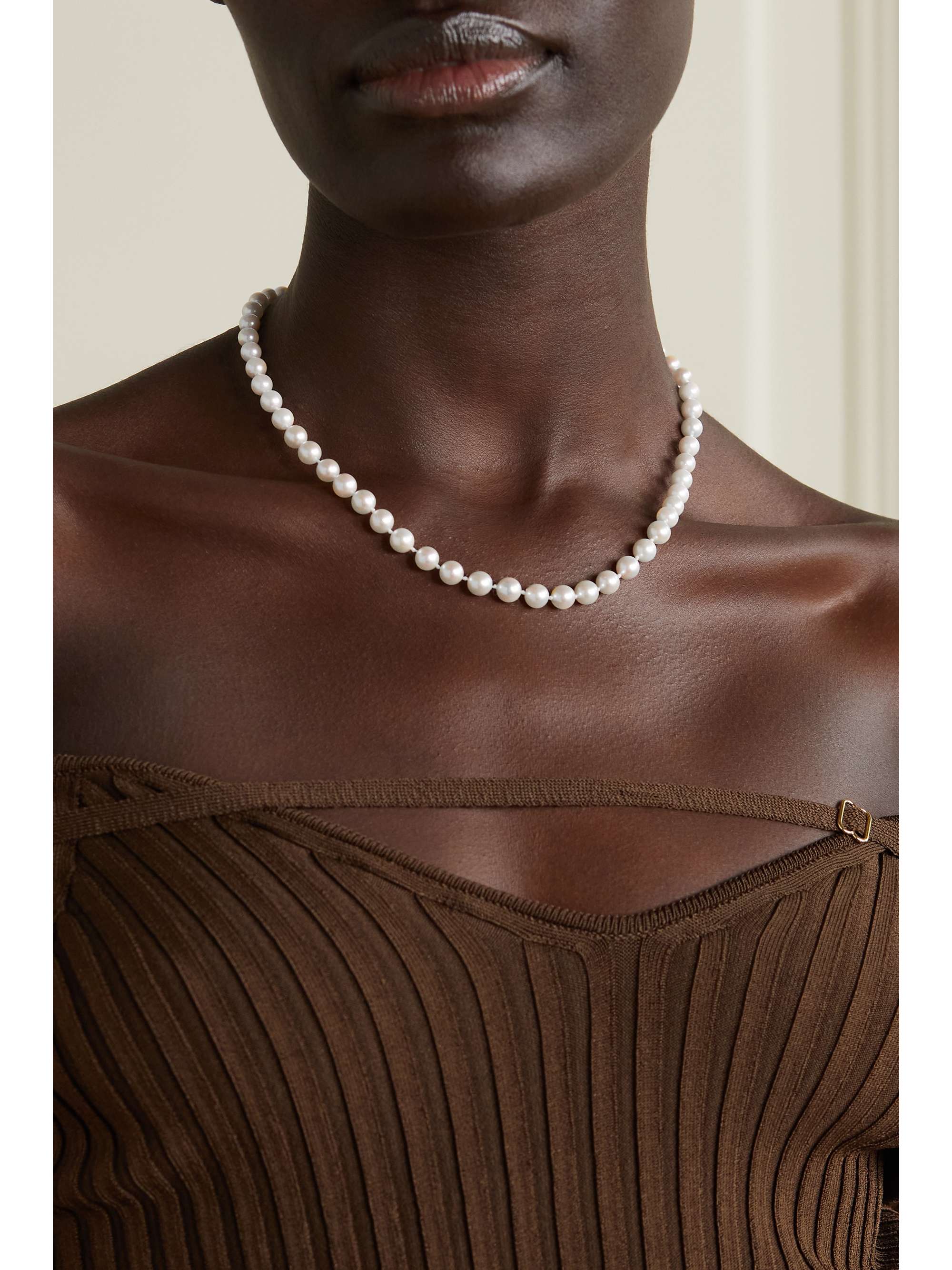 STORROW Anna 14-karat gold, pearl and opal necklace
