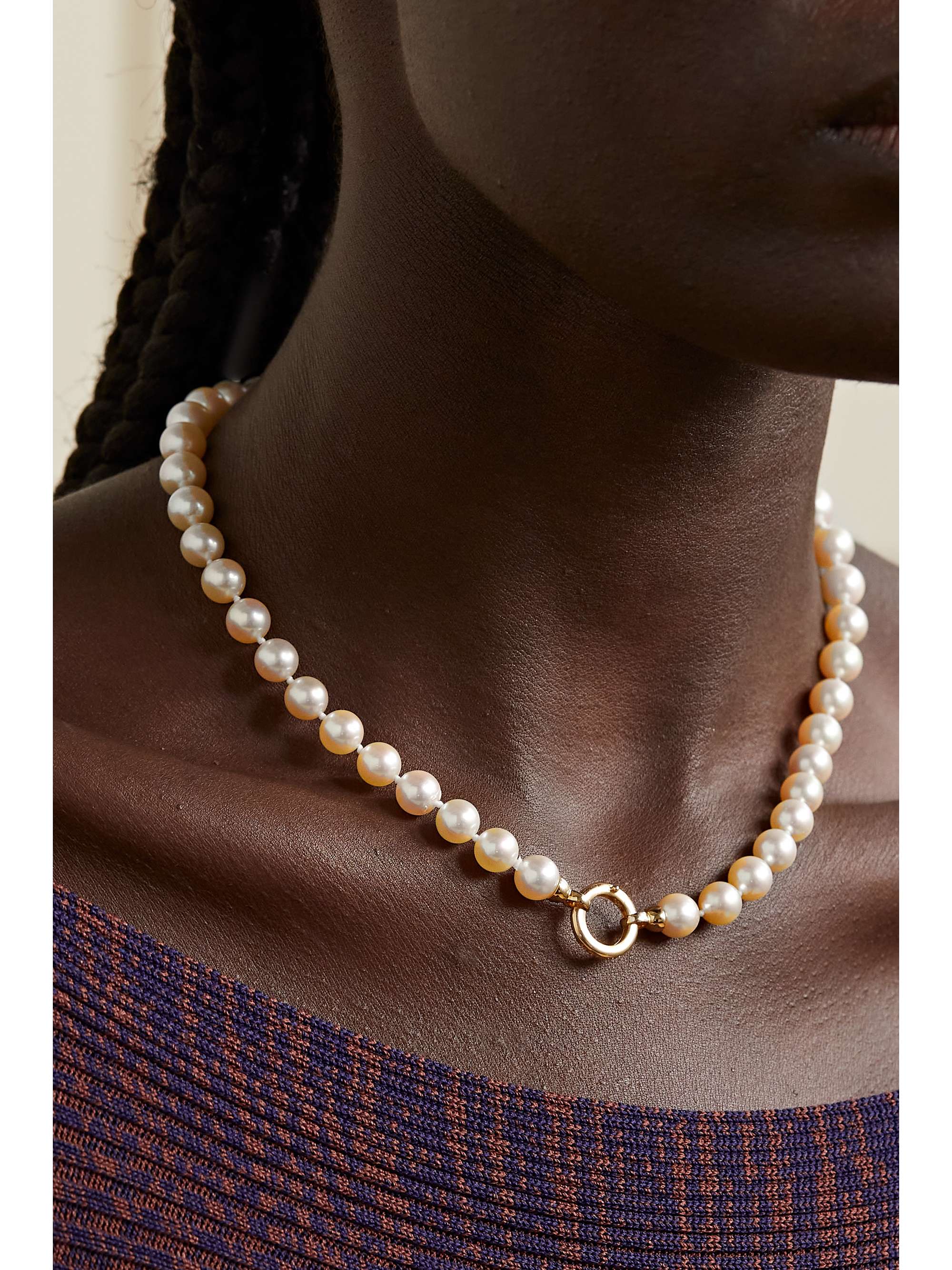 STORROW Anna 14-karat gold, pearl and turquoise necklace