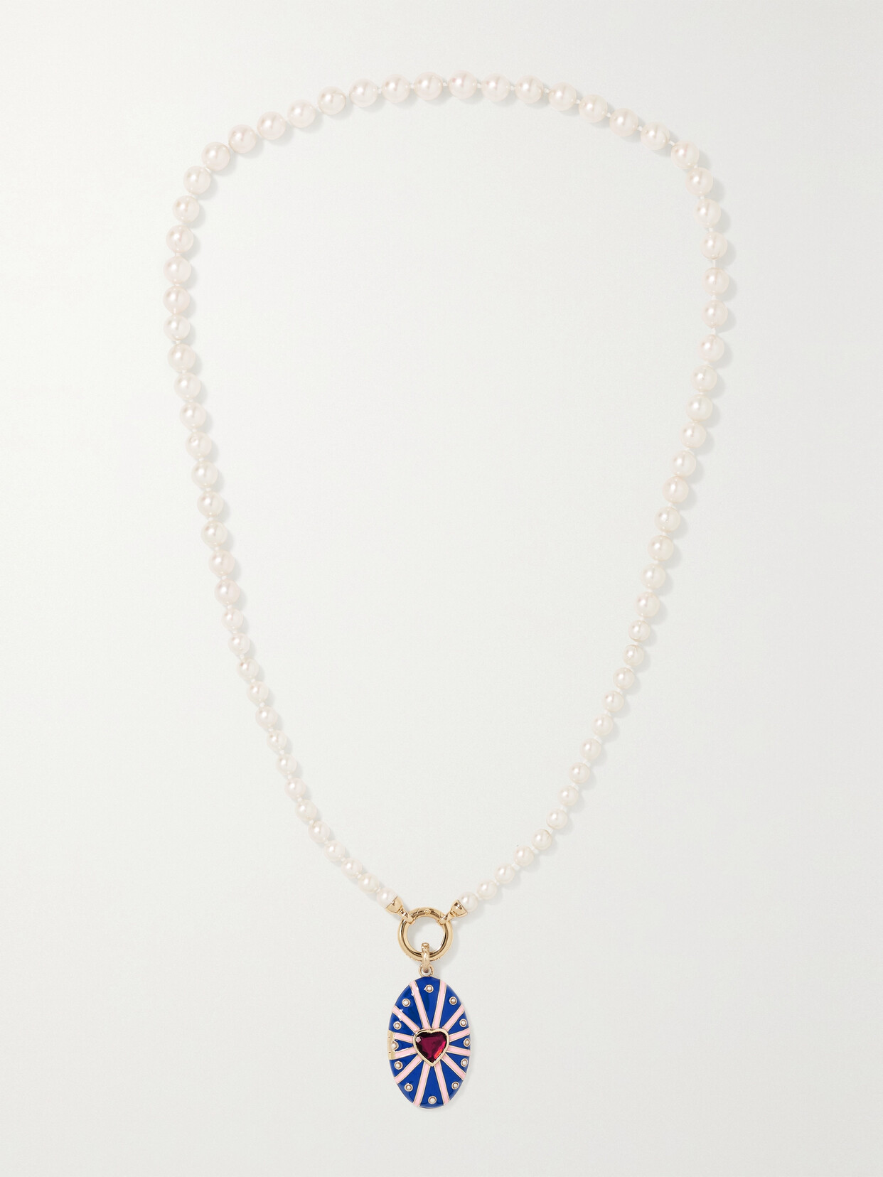 Storrow - Eleanor 14-karat Gold, Enamel, Pearl And Garnet Necklace - one size 22 Awaiting product image