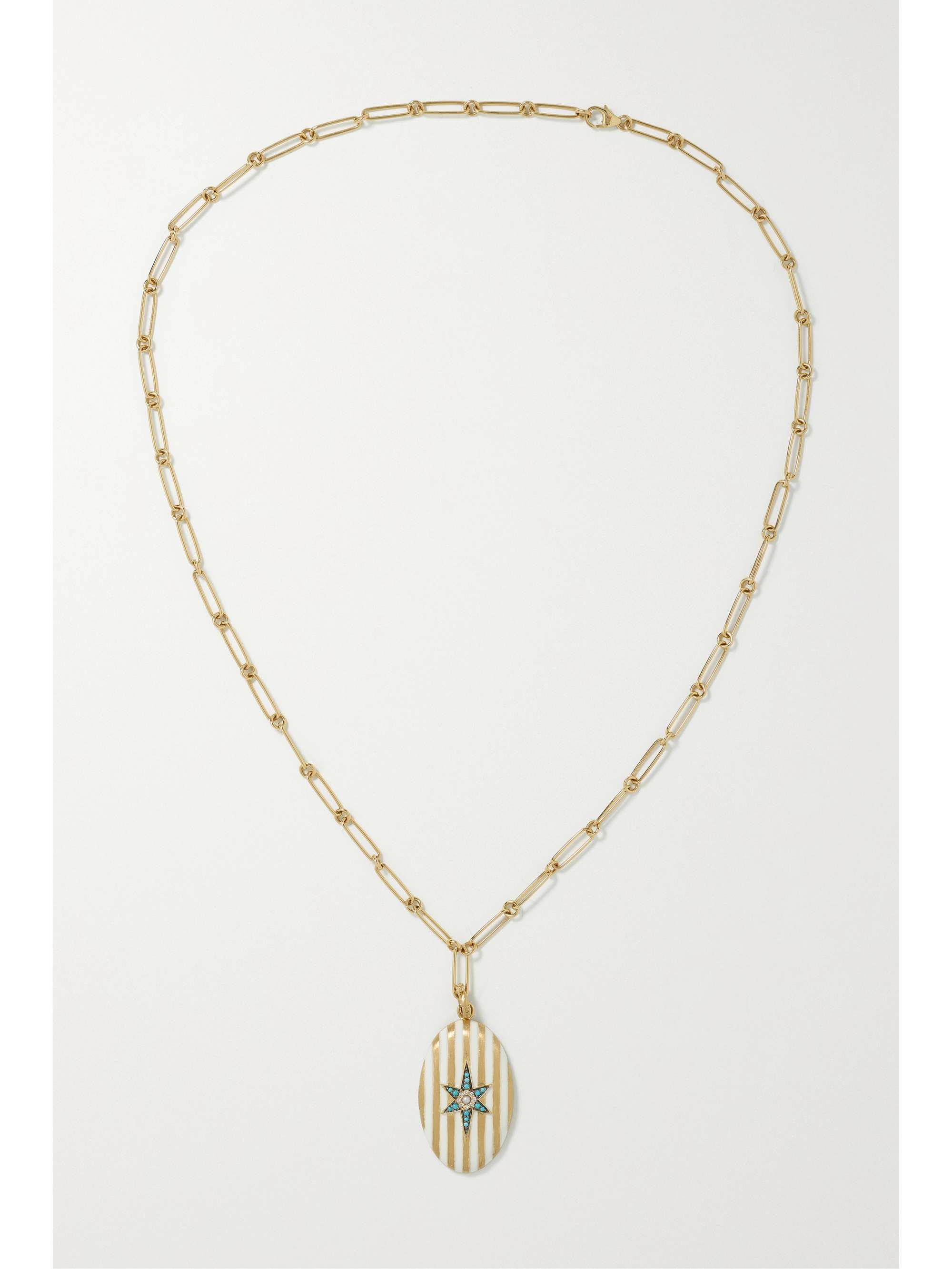 STORROW Lillian 14-karat gold and enamel multi-stone necklace