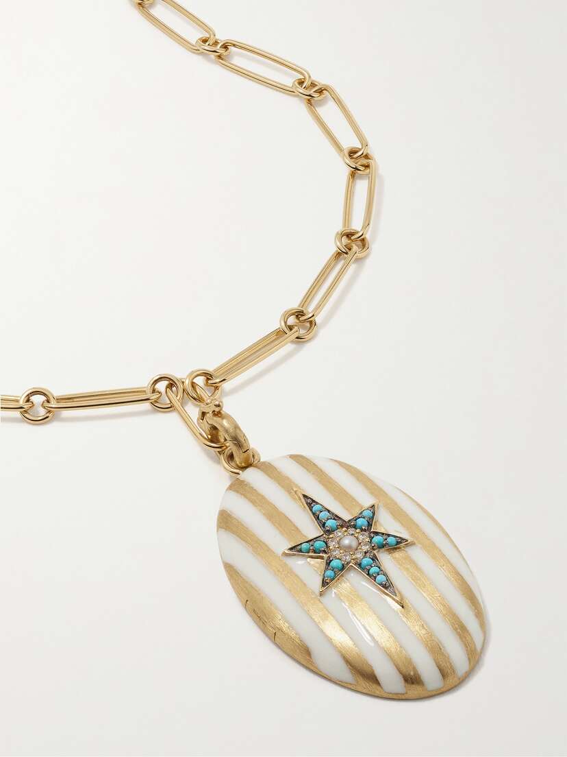 Storrow Lillian 14-karat Gold And Enamel Multi-stone Necklace