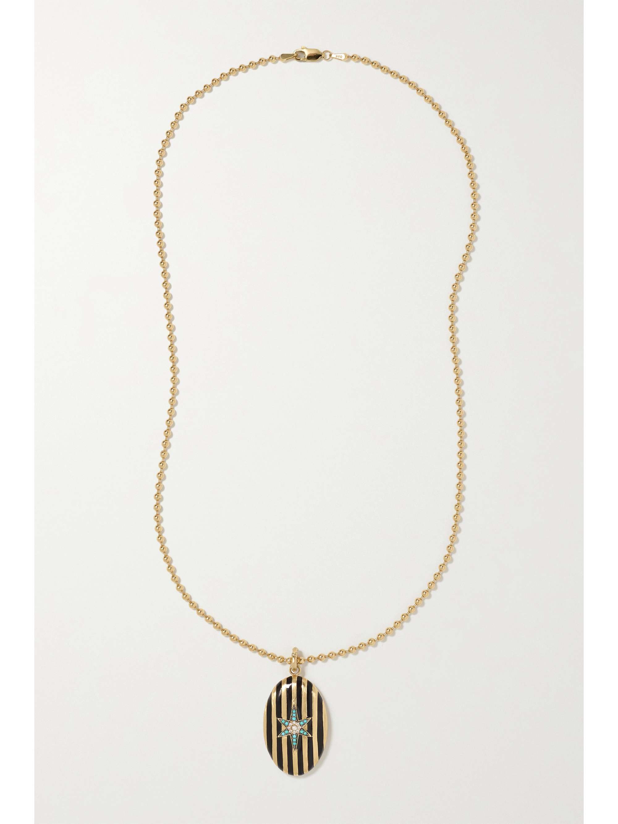 STORROW Lillian 14-karat gold and enamel multi-stone necklace