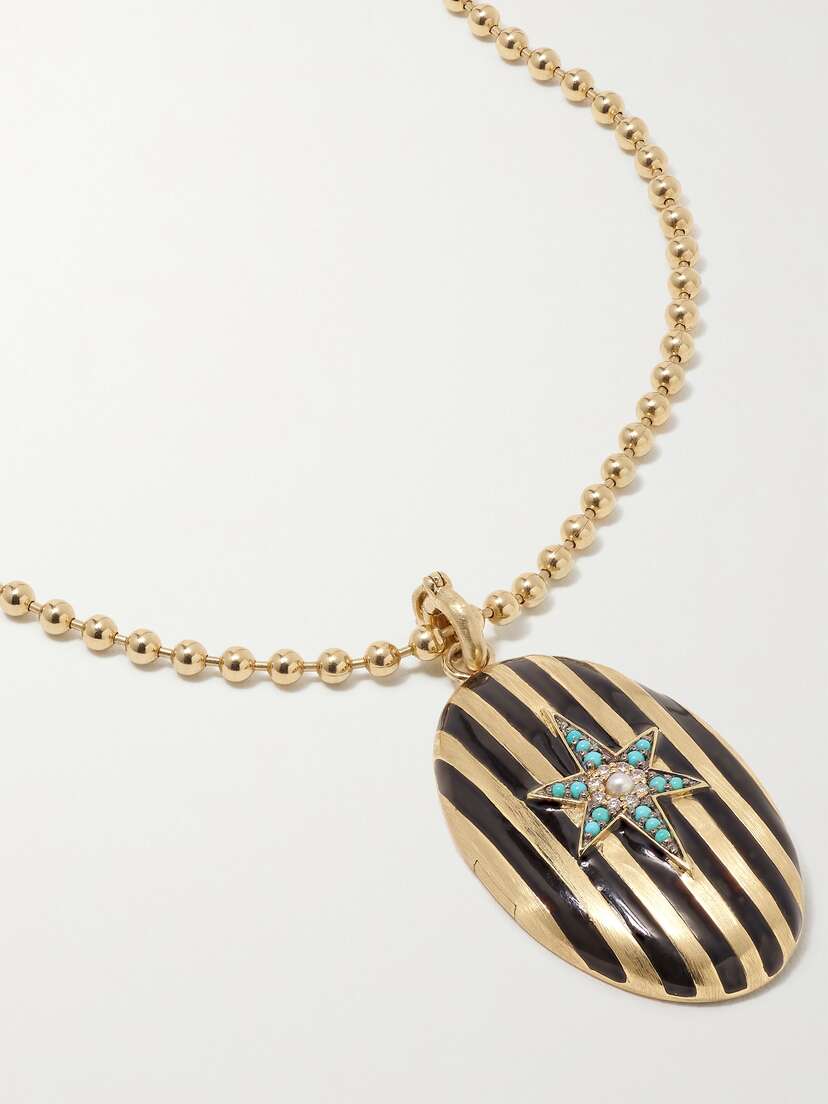 Storrow Lillian 14-karat Gold And Enamel Multi-stone Necklace
