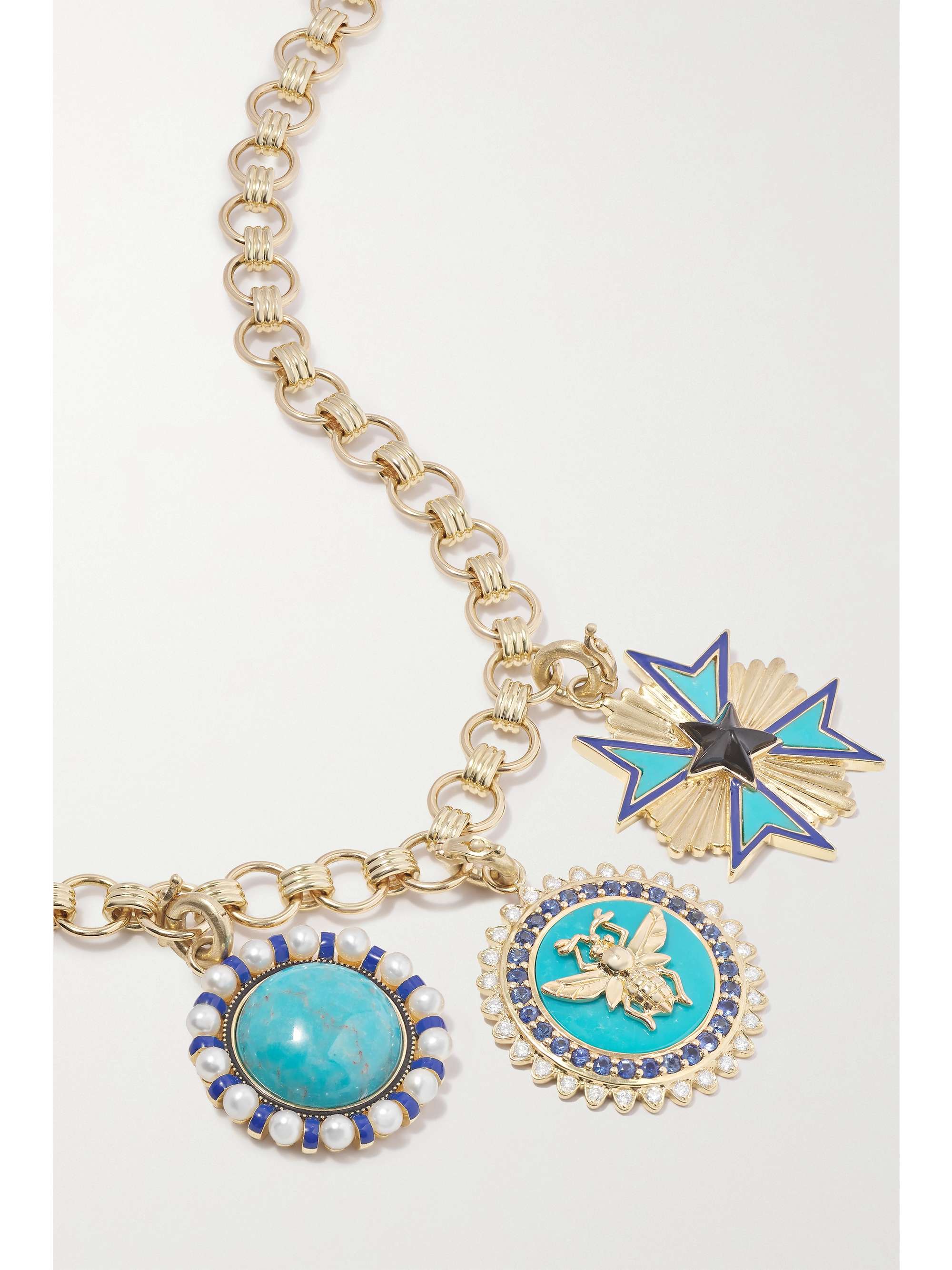 STORROW 14-karat gold, enamel and multi-stone necklace