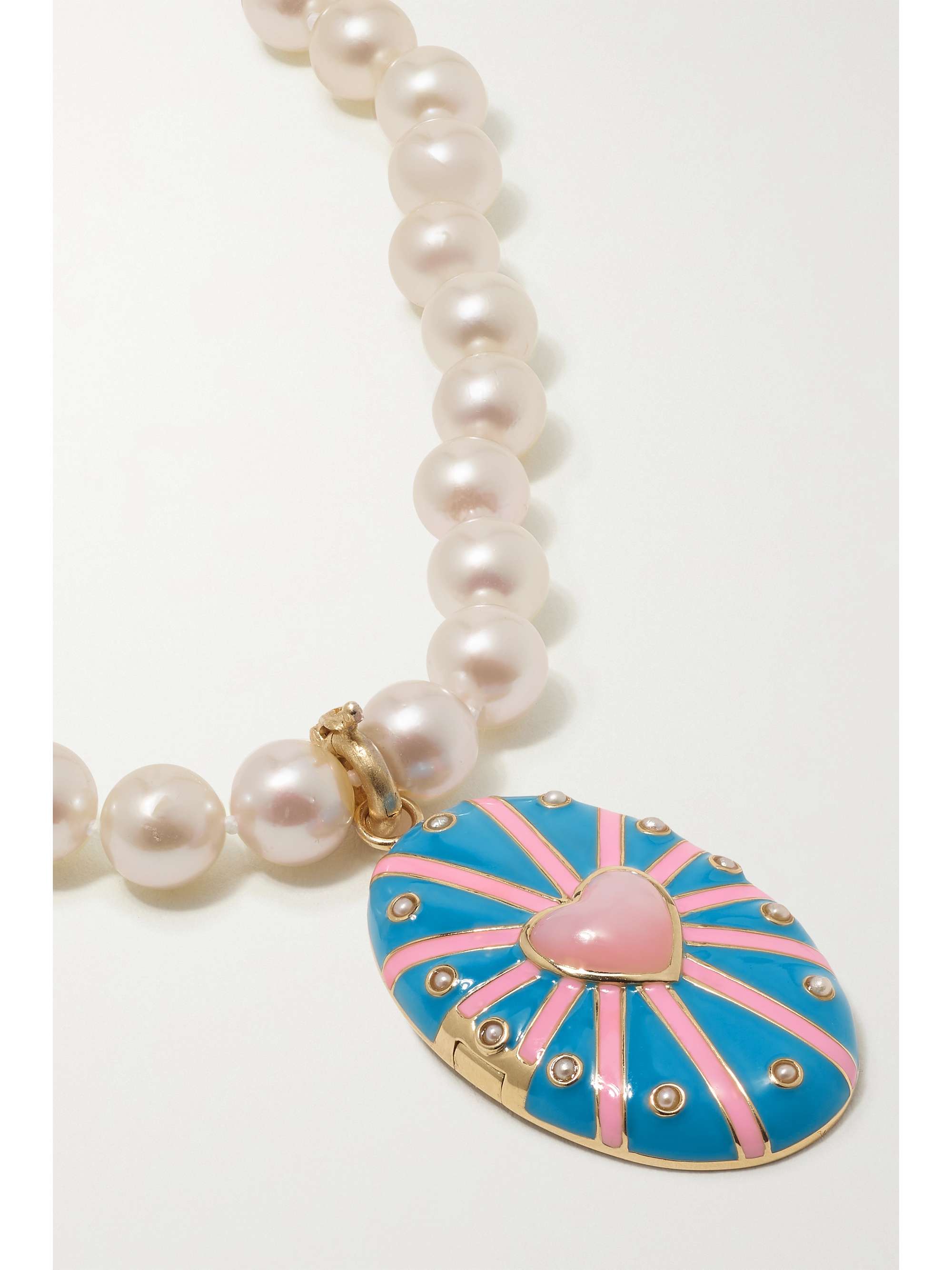 STORROW Eleanor 14-karat gold, enamel, pearl and garnet necklace