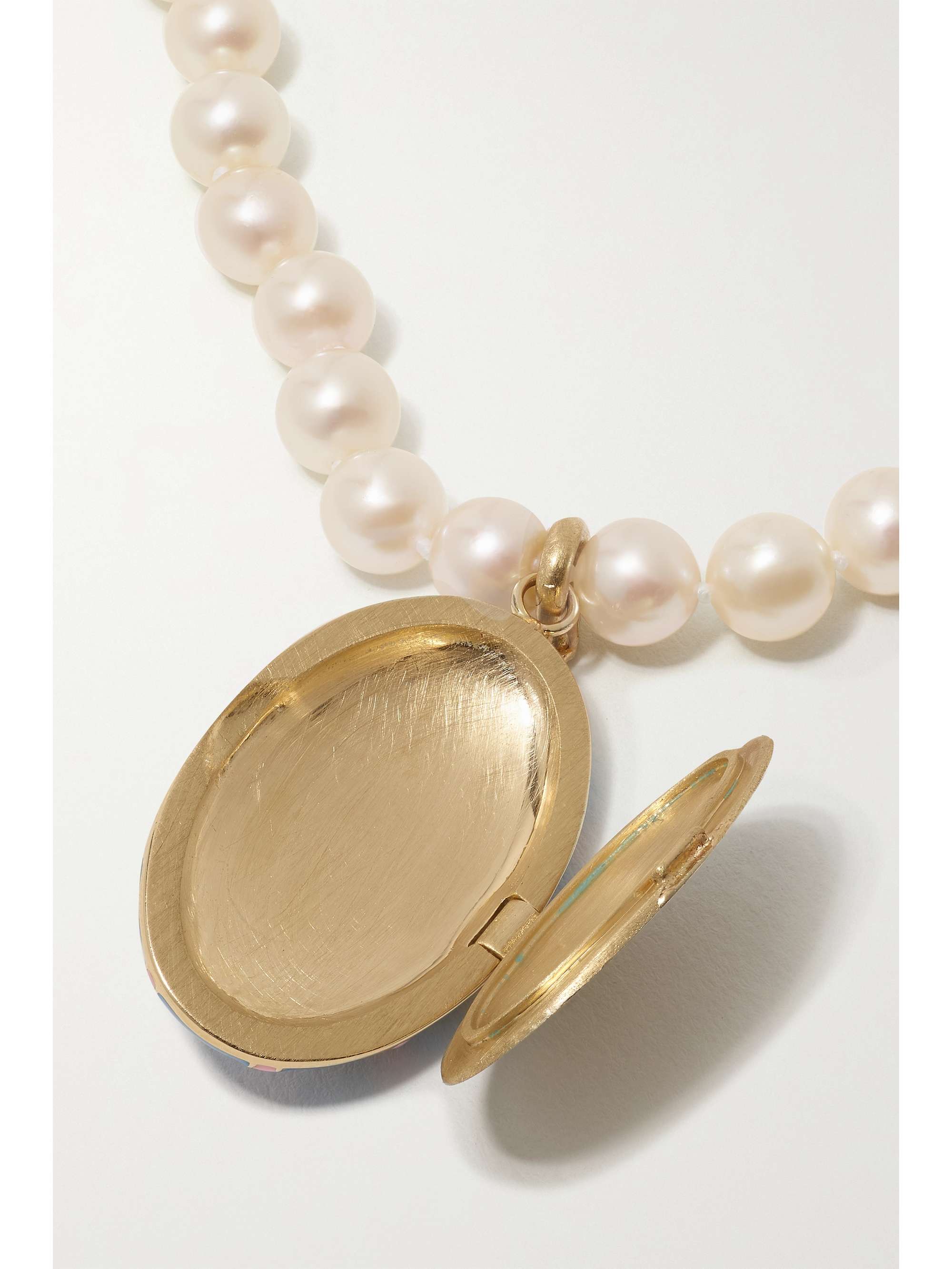 STORROW Eleanor 14-karat gold, enamel, pearl and garnet necklace