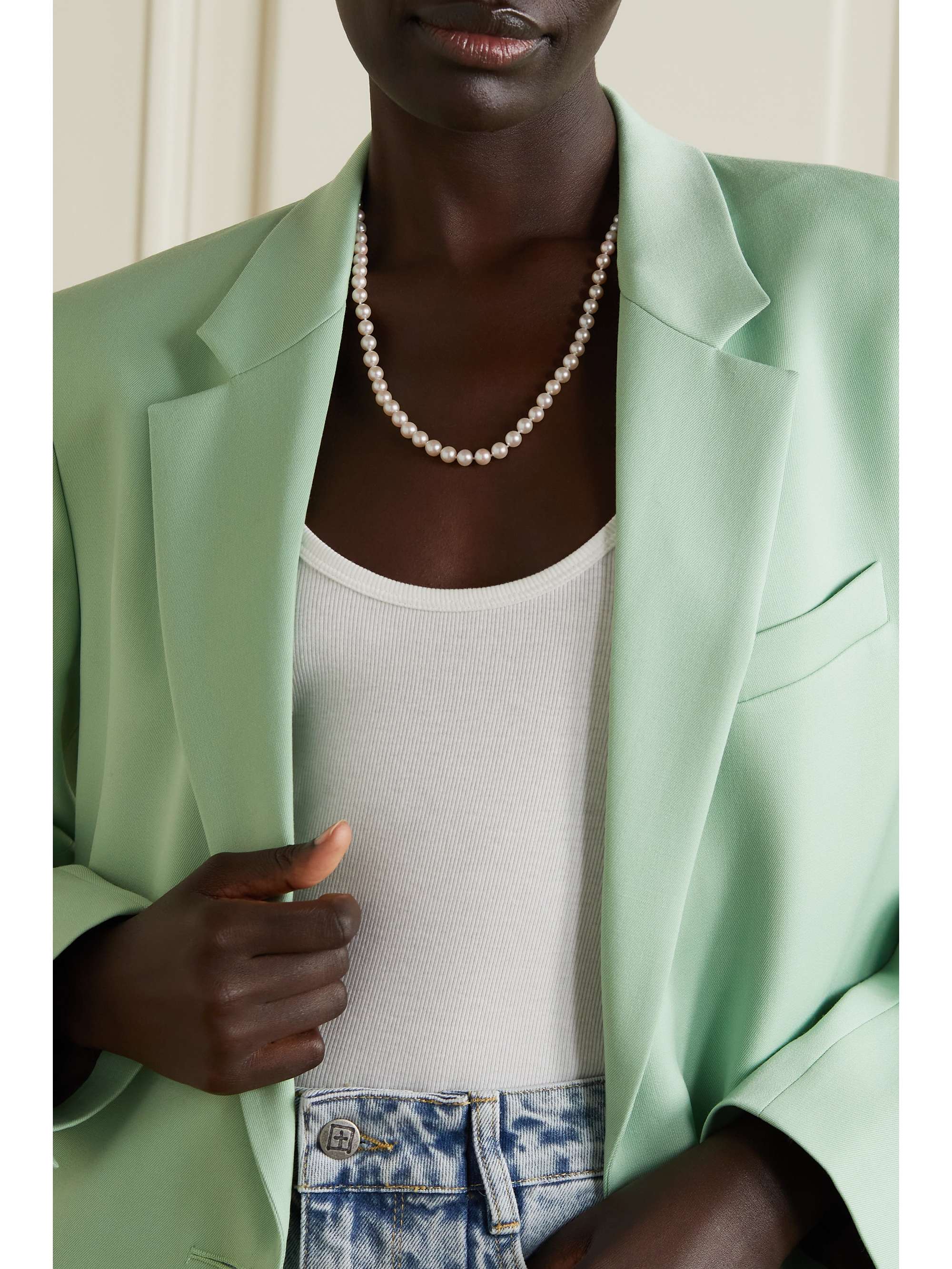STORROW Eleanor 14-karat gold, enamel, pearl and garnet necklace