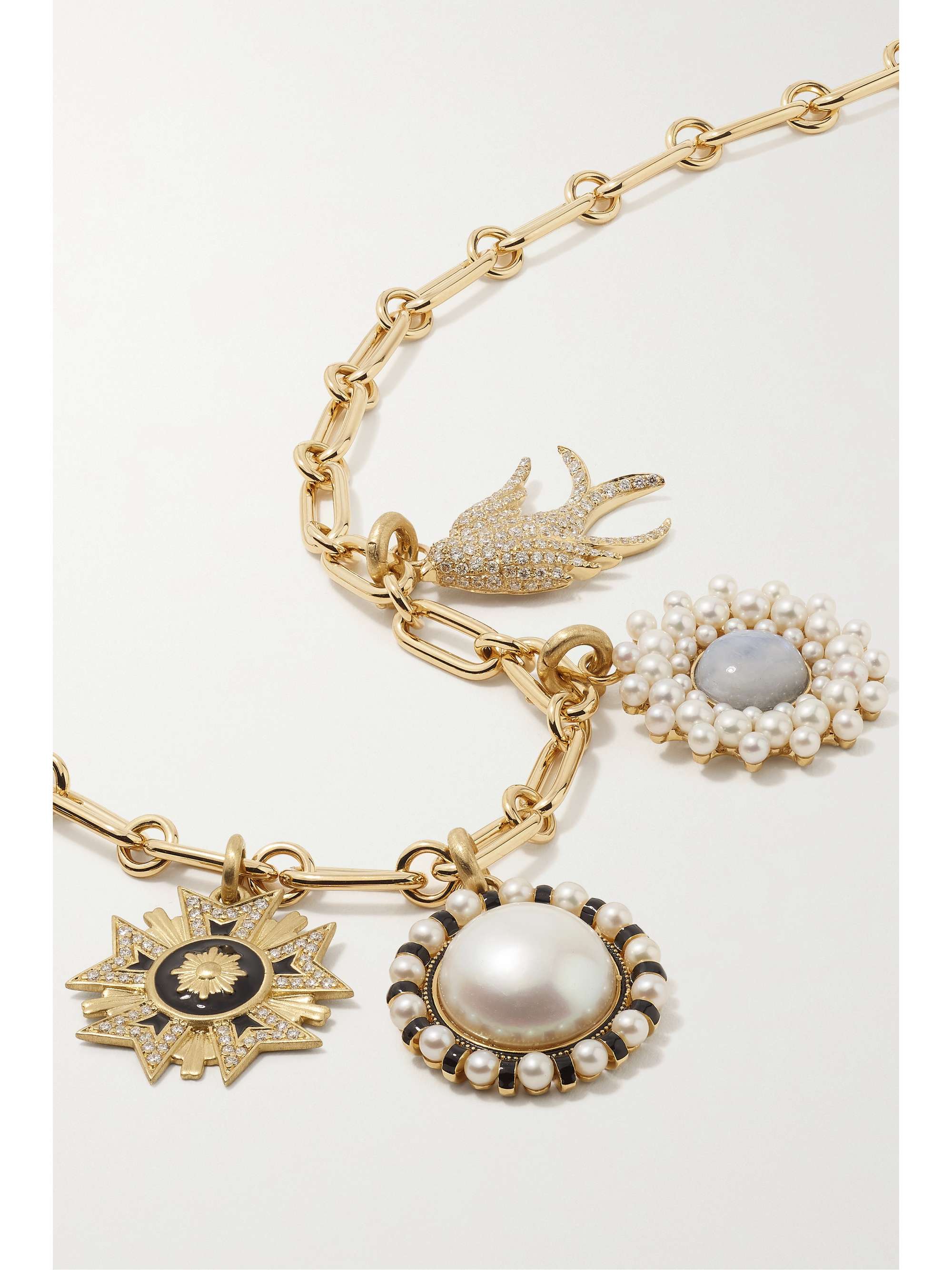 STORROW 14-karat gold, enamel and multi-stone necklace