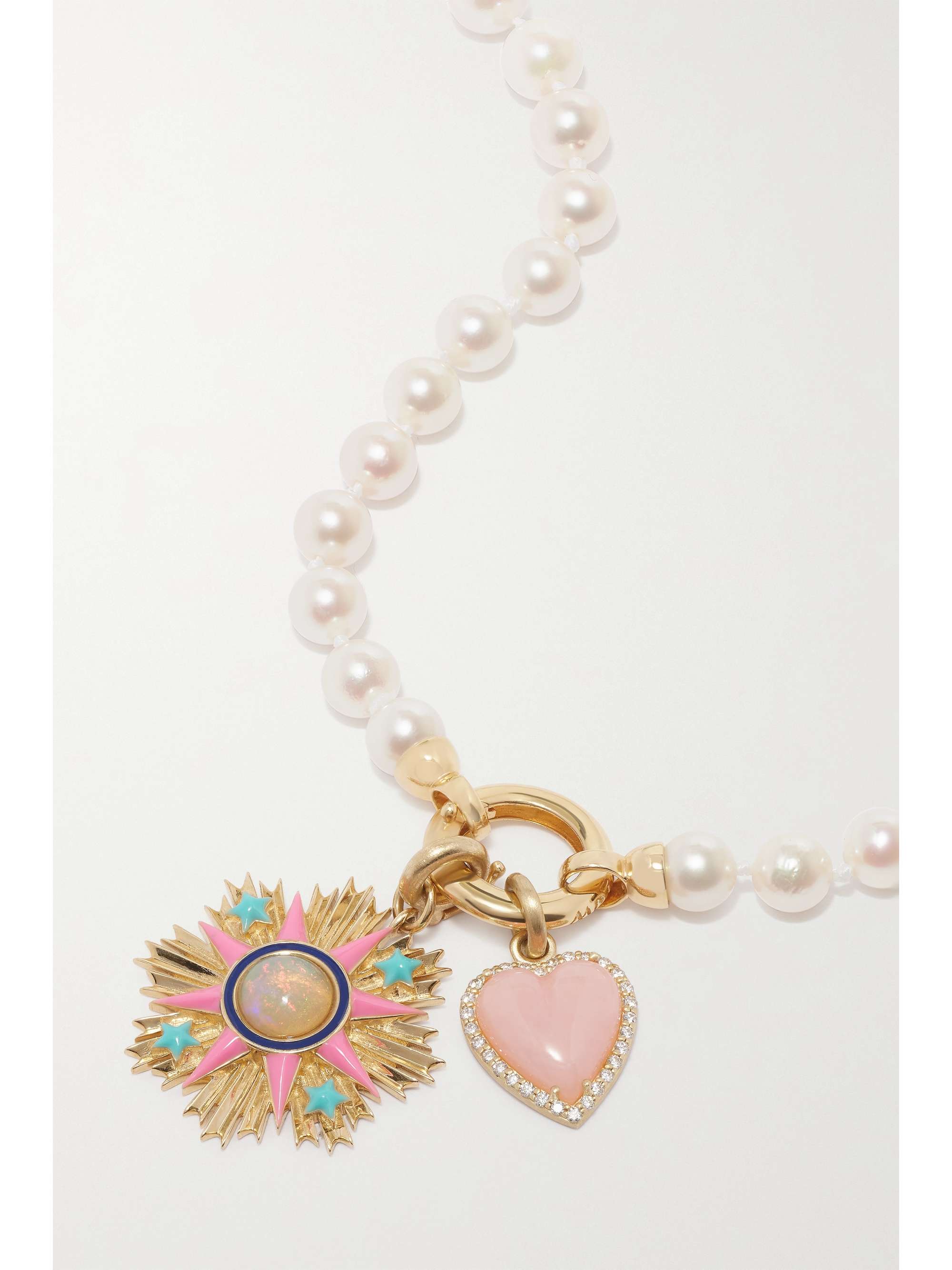 STORROW 14-karat gold opal, diamond and enamel necklace