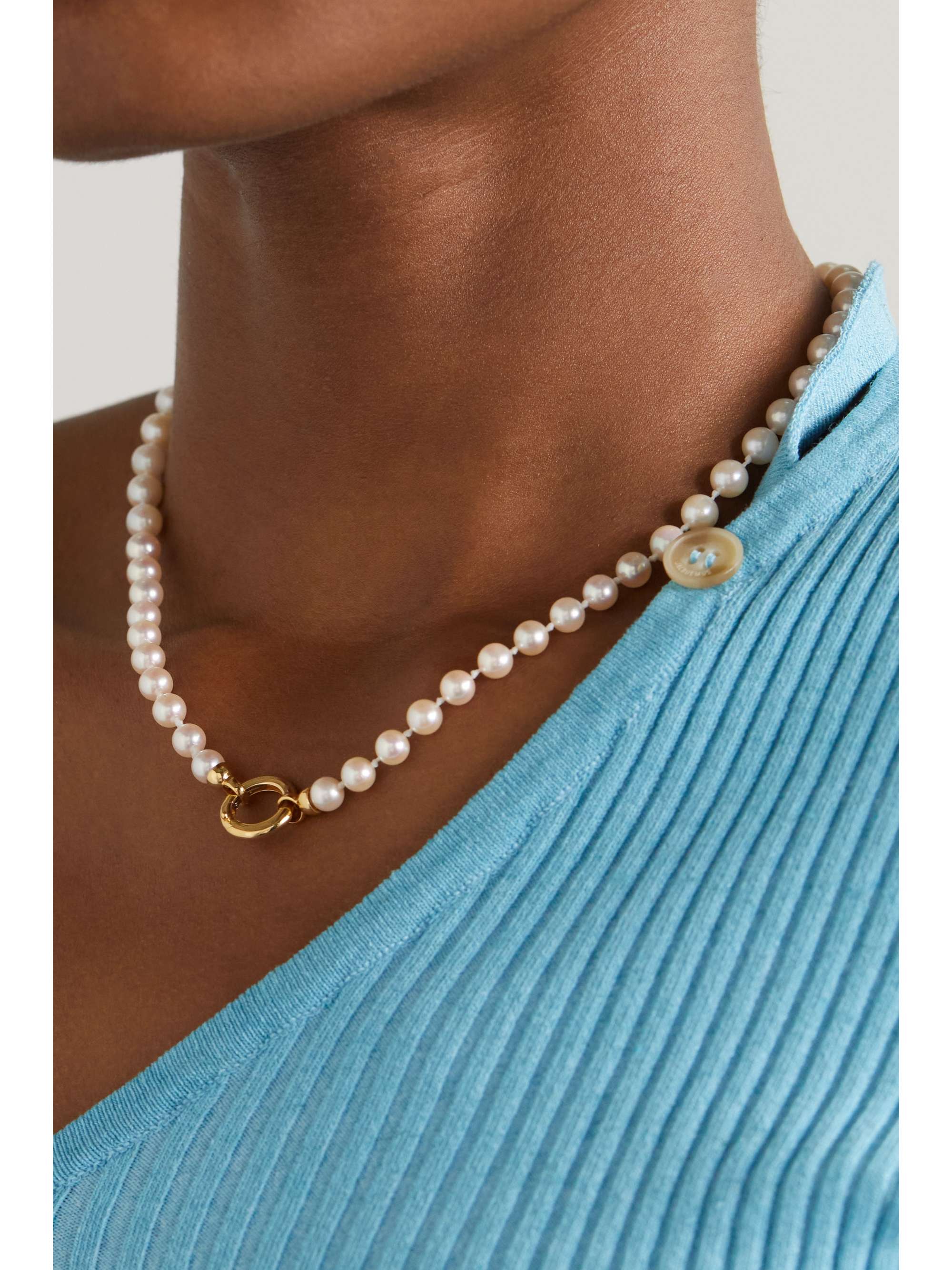 STORROW 14-karat gold opal, diamond and enamel necklace