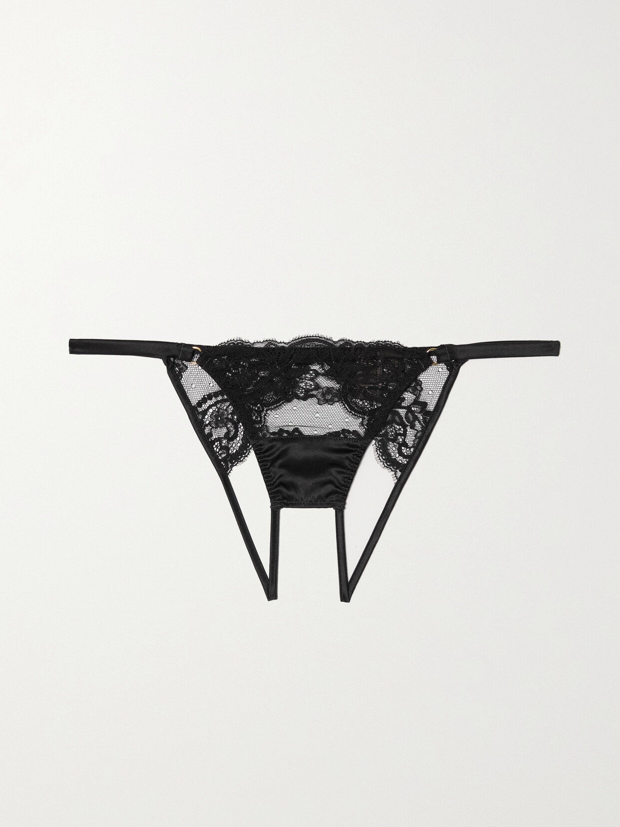 Coco De Mer Seraphine Satin-trimmed Silk-blend Lace Briefs In Black