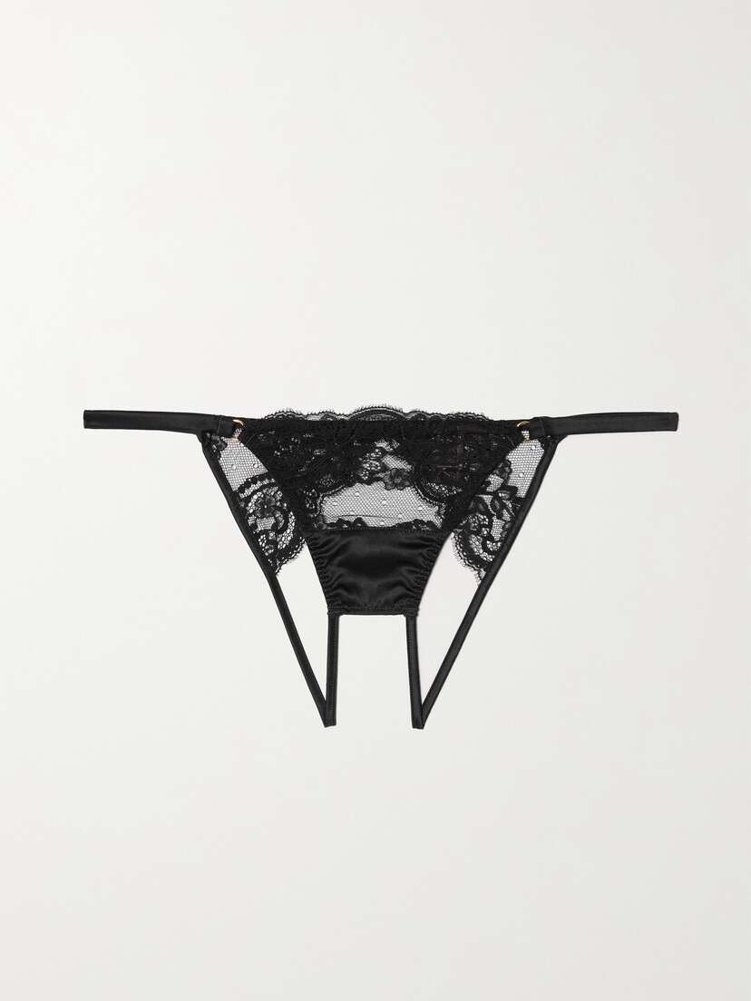 Coco de Mer Seraphine Satin-trimmed Silk-blend Lace Briefs