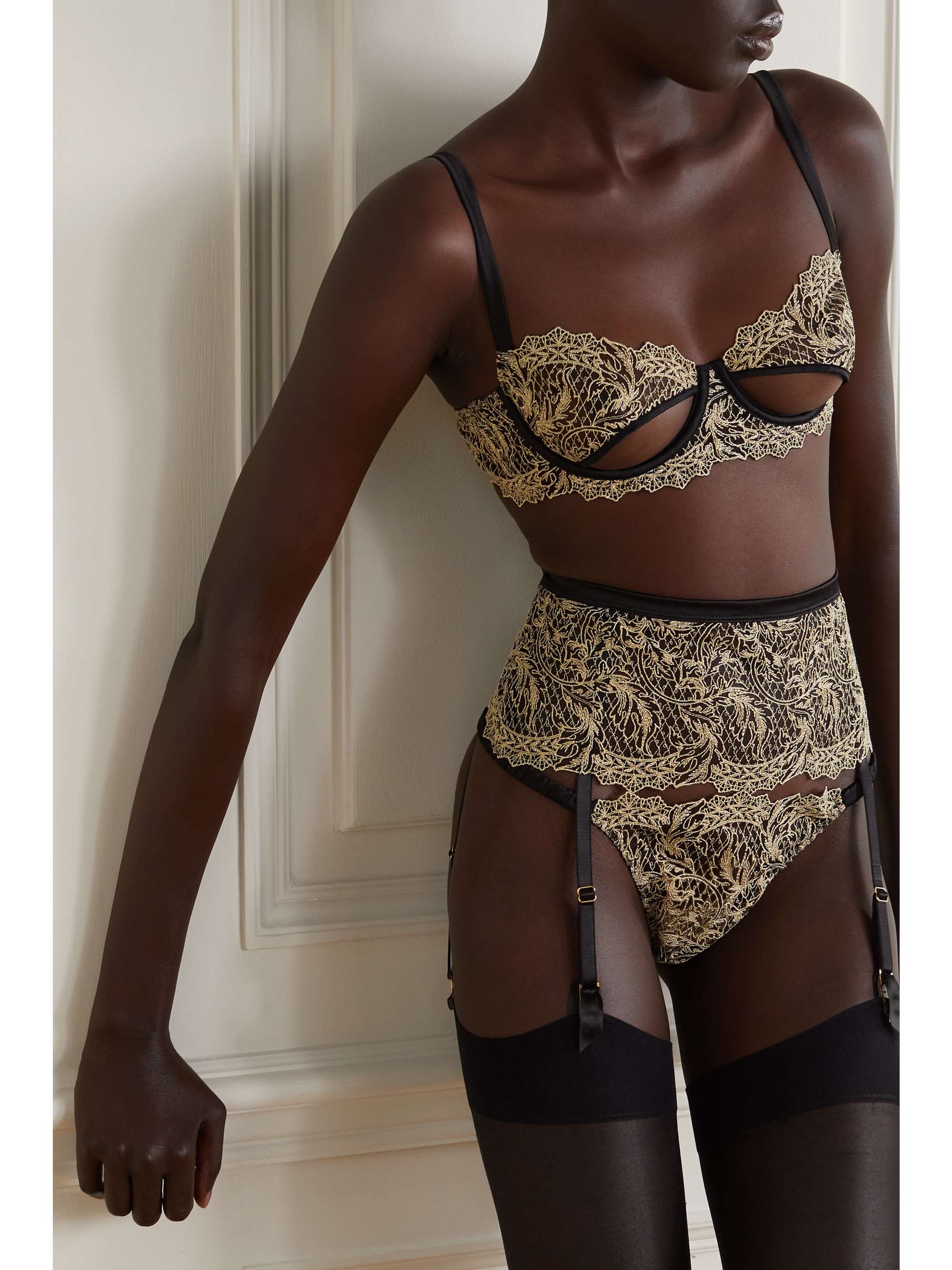 COCO DE MER + Killing Eve Berlin cutout embroidered tulle and satin underwired balconette bra