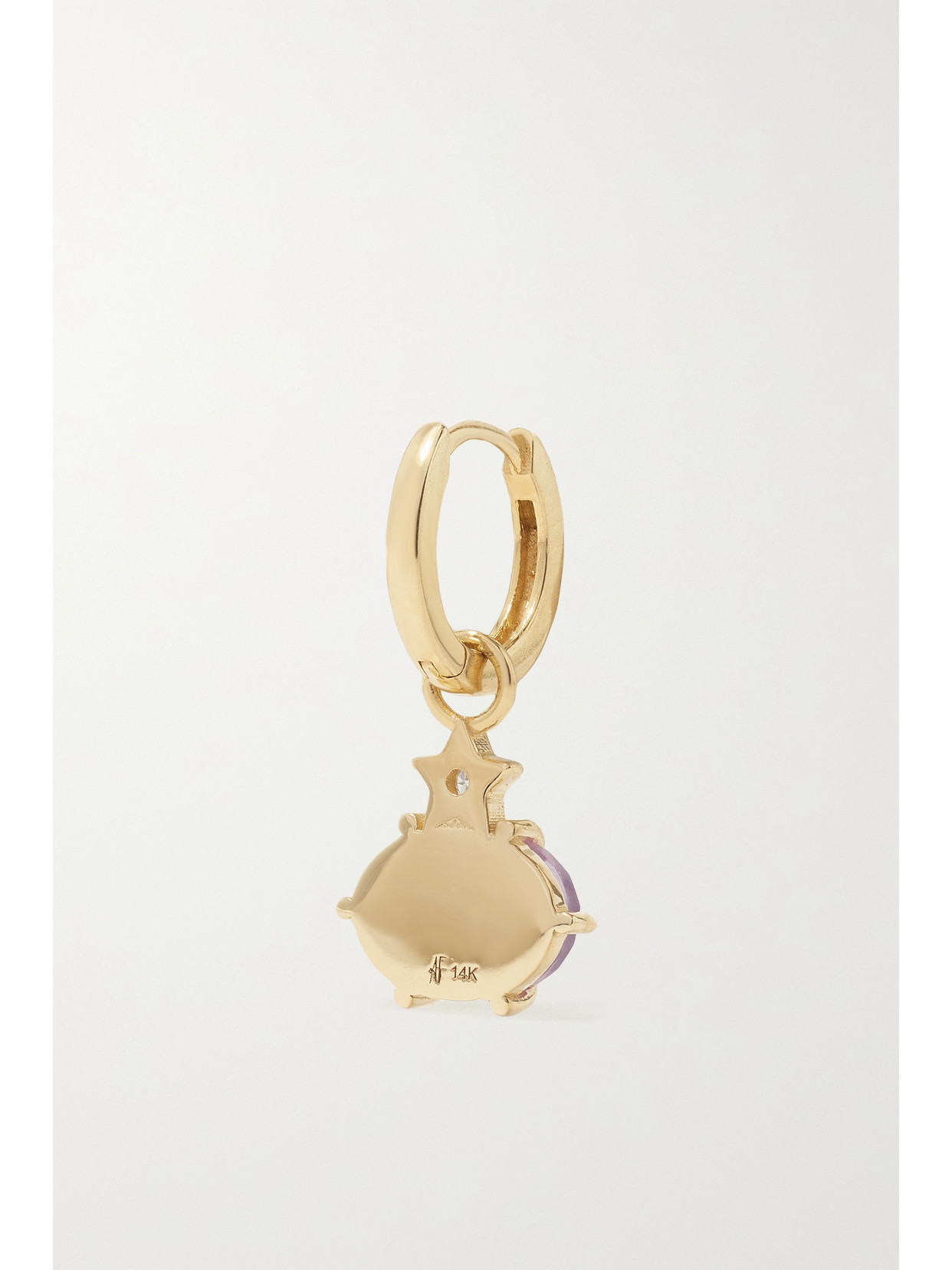 ANDREA FOHRMAN MINI COSMO 14-KARAT GOLD, ROSE DE FRANCE AND DIAMOND HOOP EARRINGS