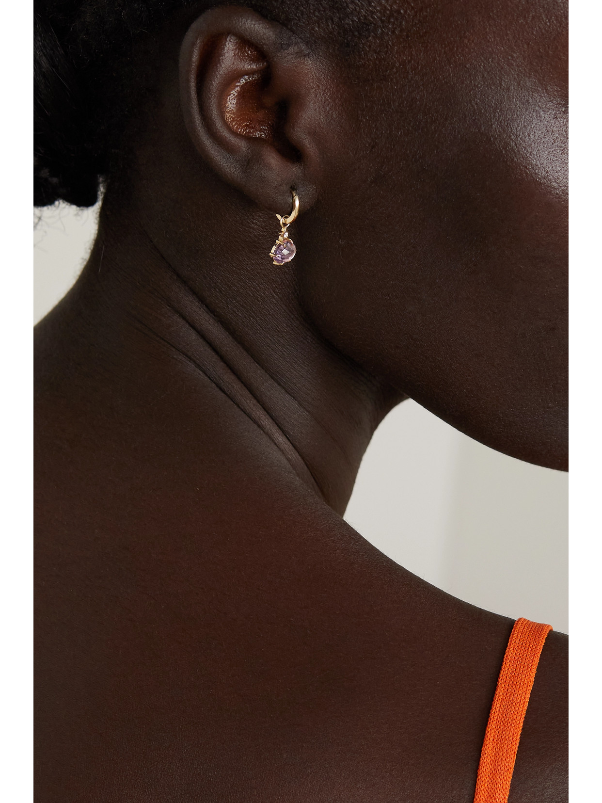 ANDREA FOHRMAN MINI COSMO 14-KARAT GOLD, ROSE DE FRANCE AND DIAMOND HOOP EARRINGS