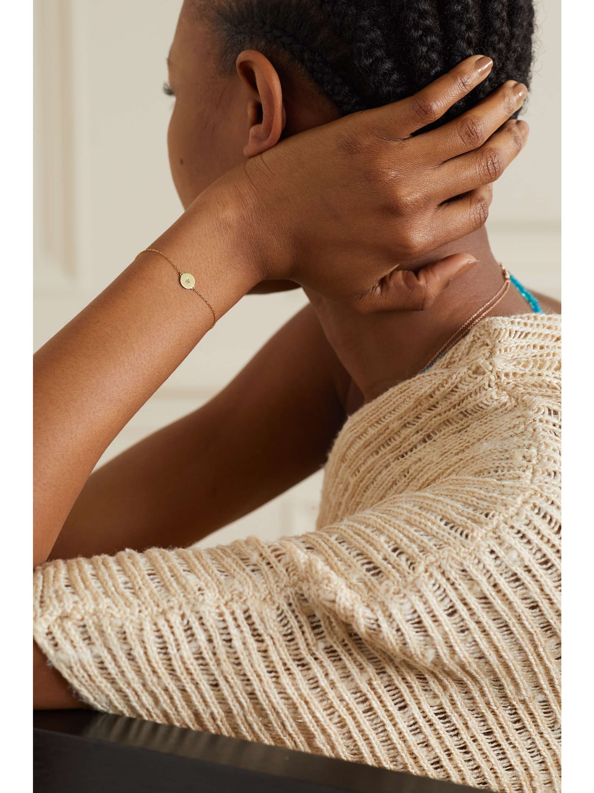 ANDREA FOHRMAN Full Moon 14-karat gold diamond bracelet