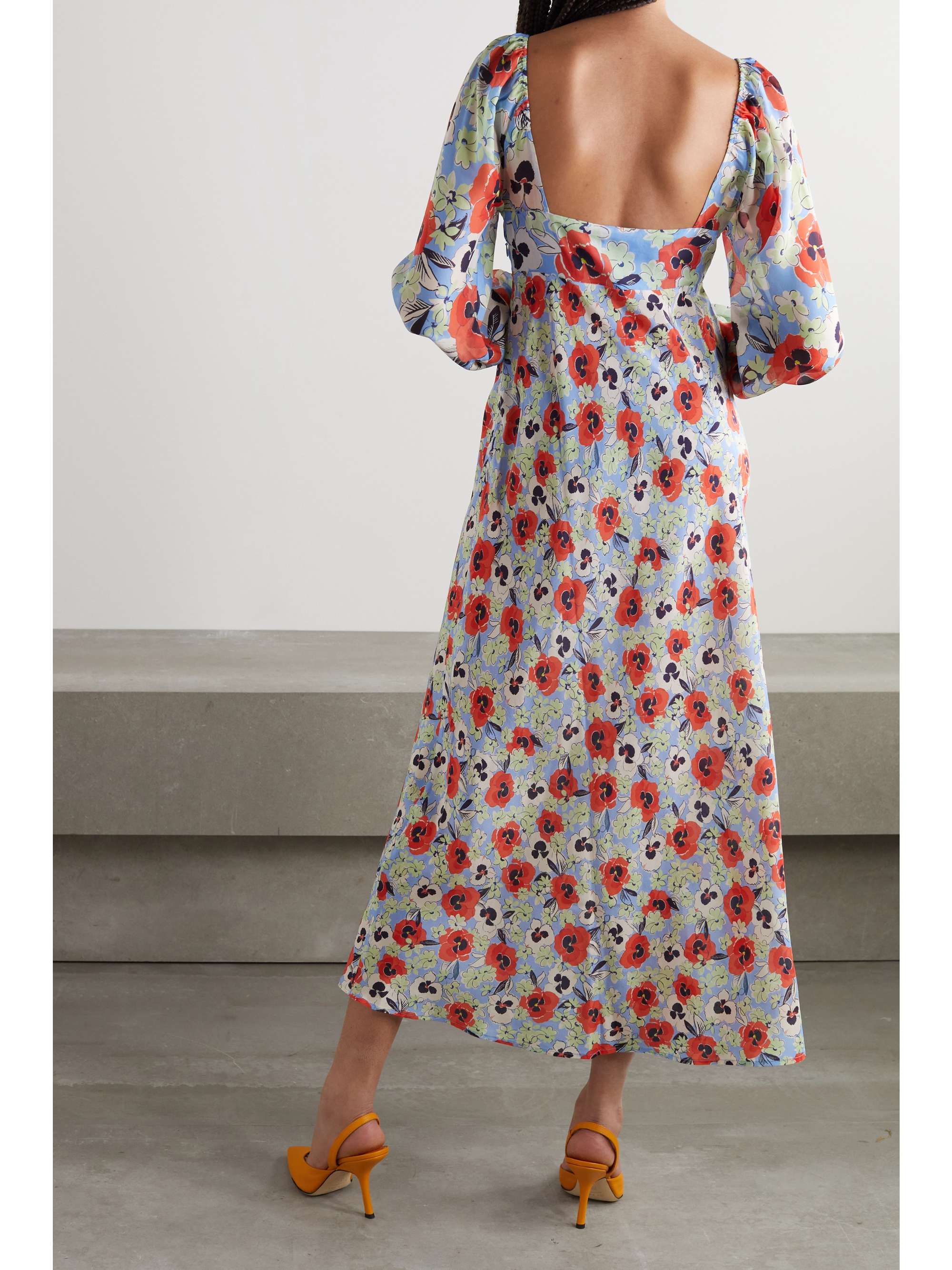 RIXO Gio floral-print silk-chiffon midi dress