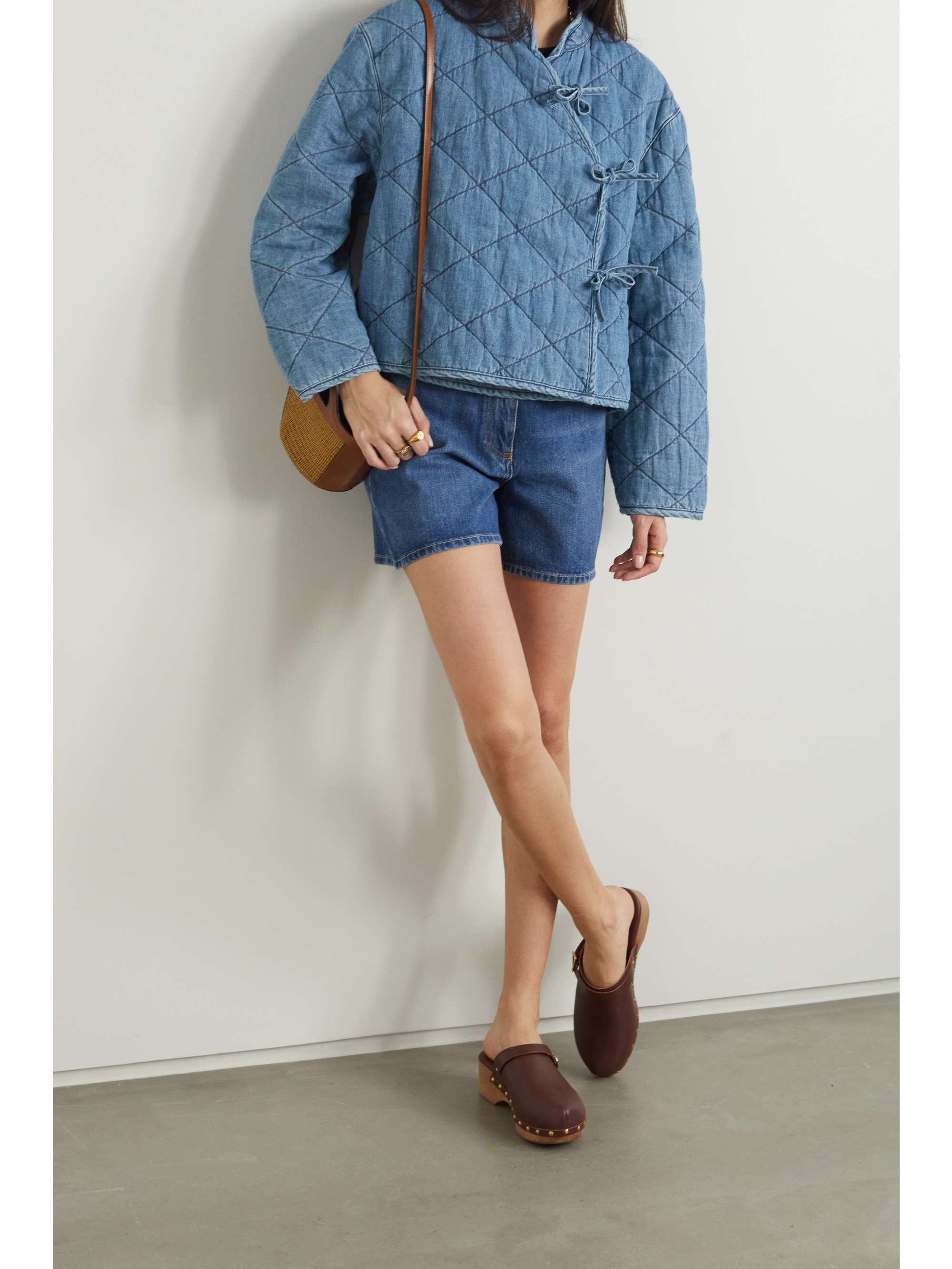 Mid denim Rhae quilted denim wrap 