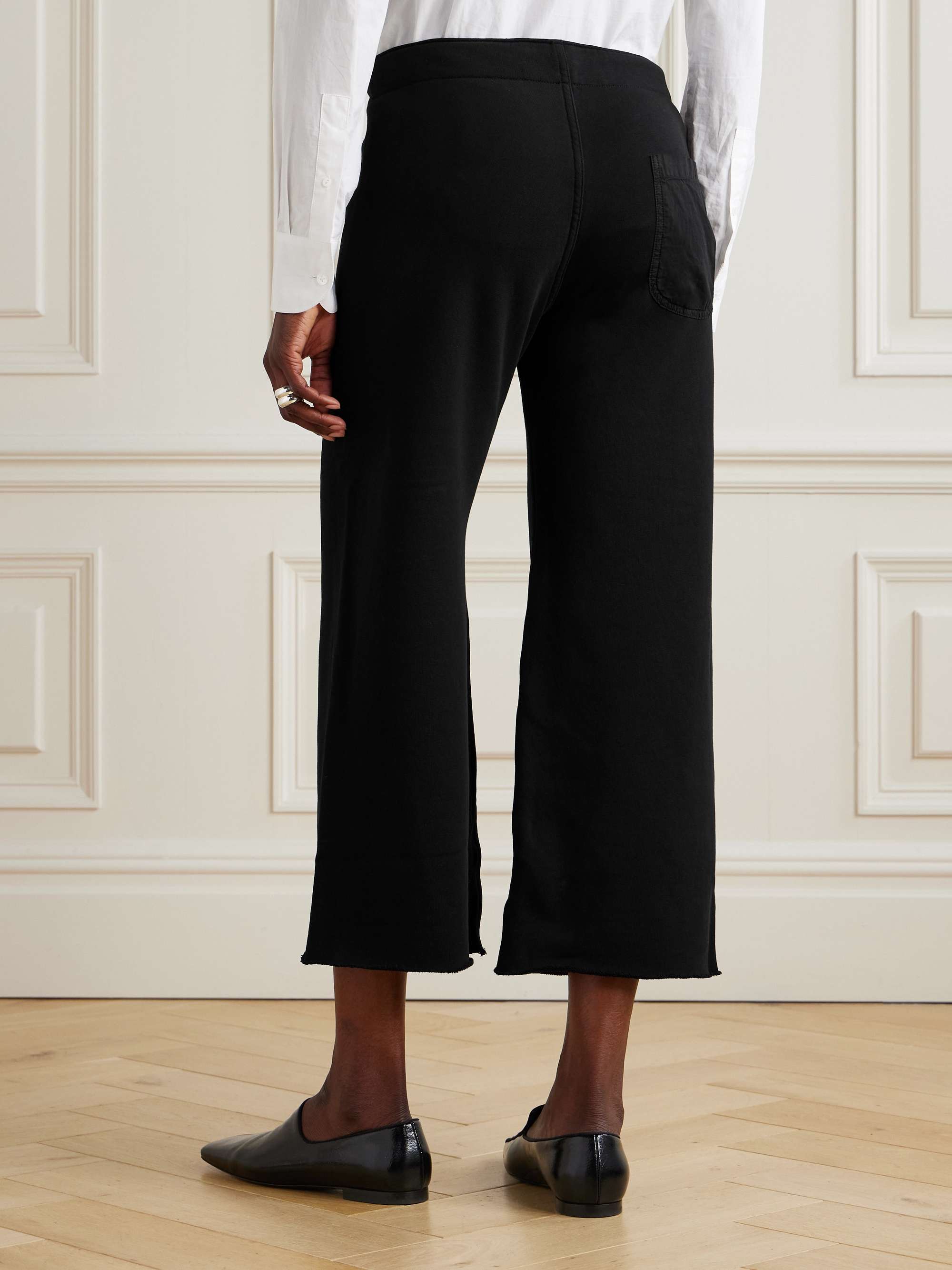 NILI LOTAN Kiki cropped voile-trimmed cotton-jersey track pants