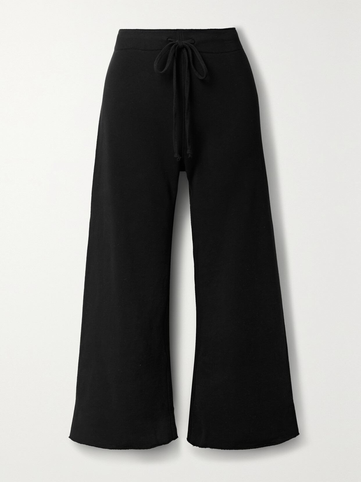 Nili Lotan Kiki Cropped Voile-trimmed Cotton-jersey Track Pants In Black