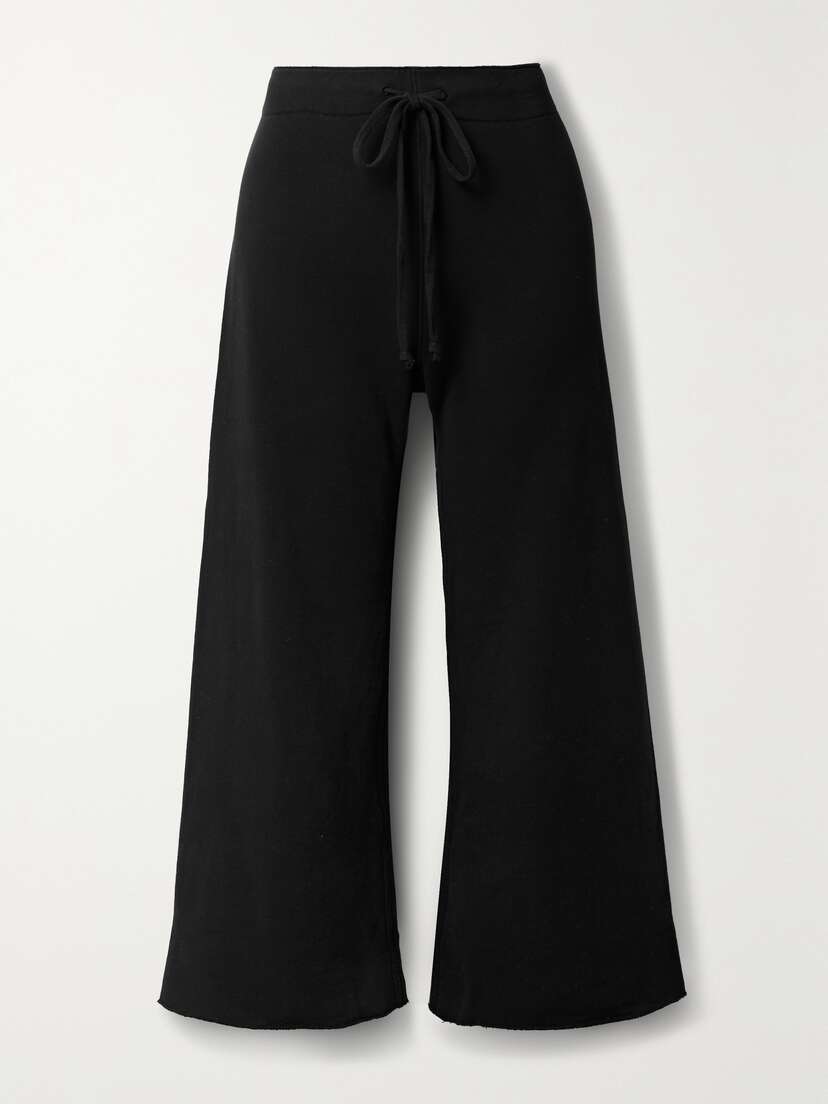 Nili Lotan Kiki Cropped Voile-trimmed Cotton-jersey Track Pants