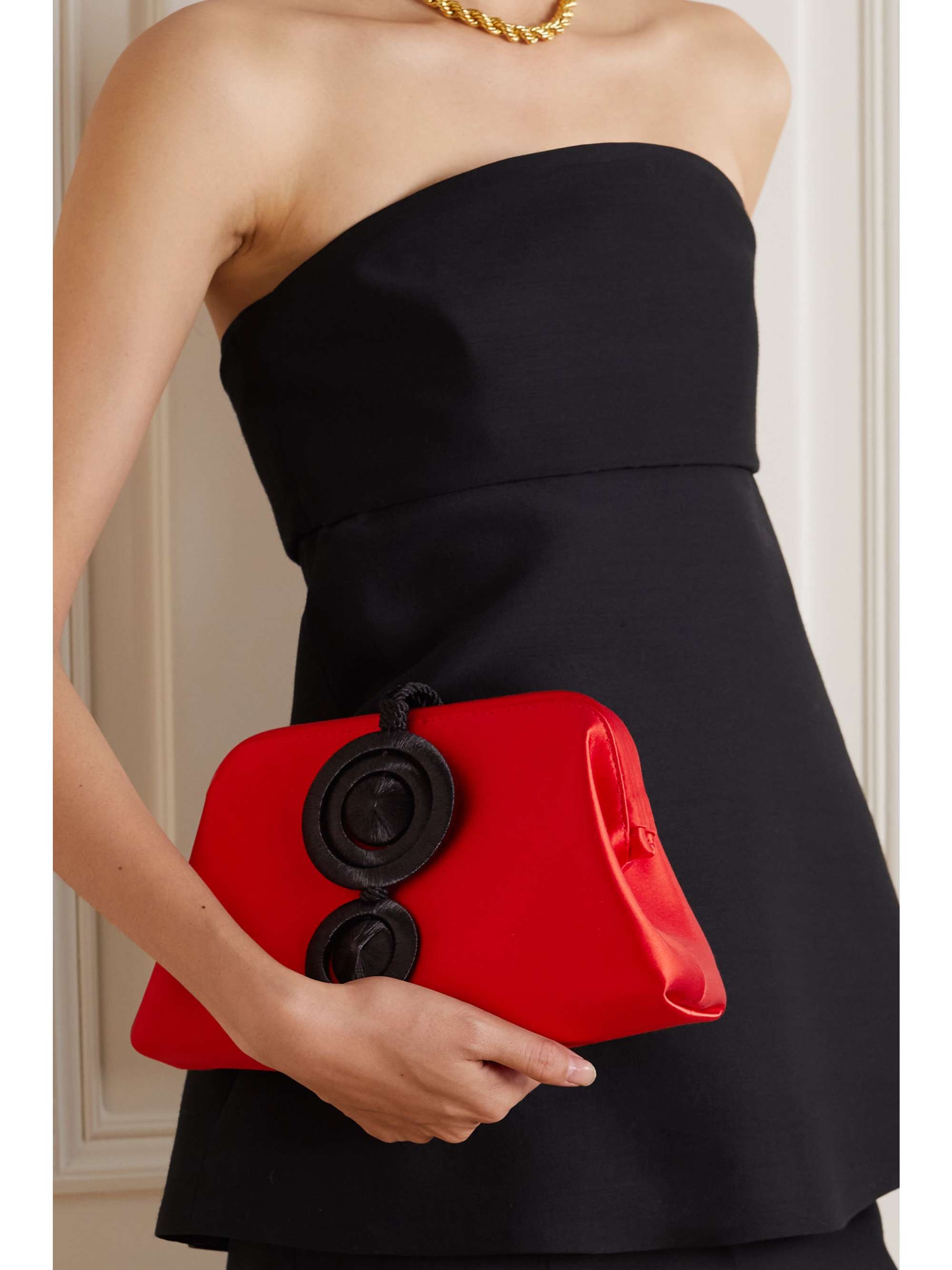 SERENA UZIYEL Lia embellished silk-satin clutch