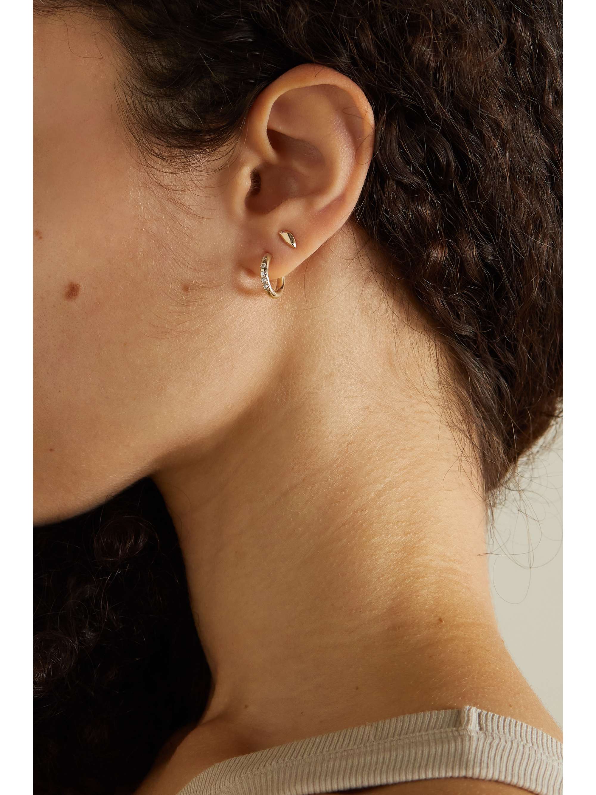 WWAKE 14-karat gold diamond hoop earrings