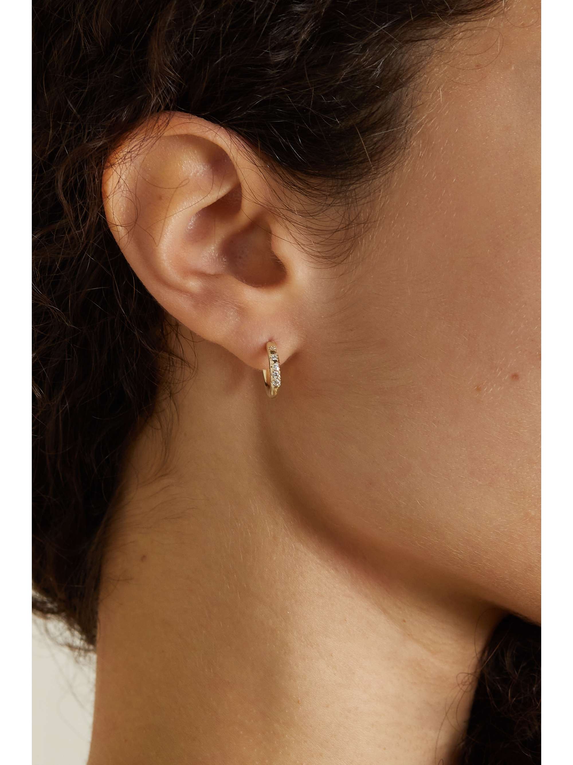 WWAKE 14-karat gold diamond hoop earrings
