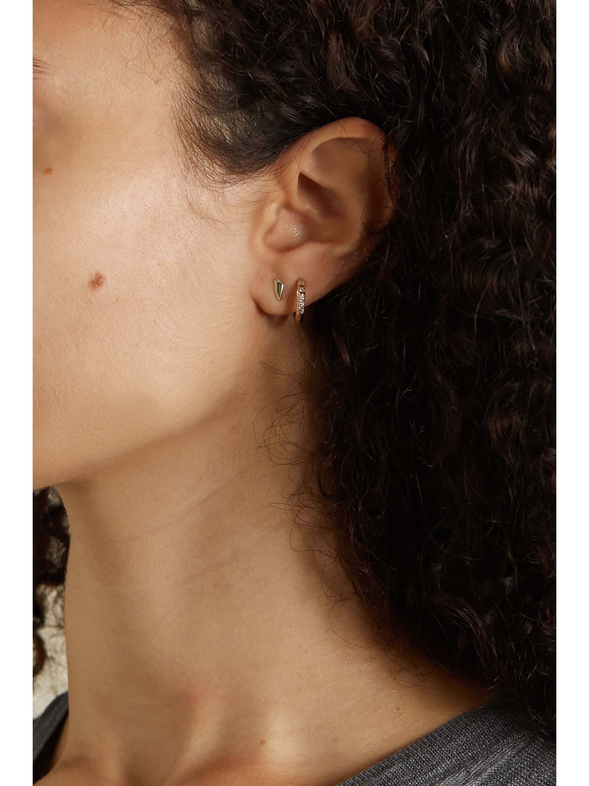 WWAKE Small Fragment 14-karat gold diamond earrings