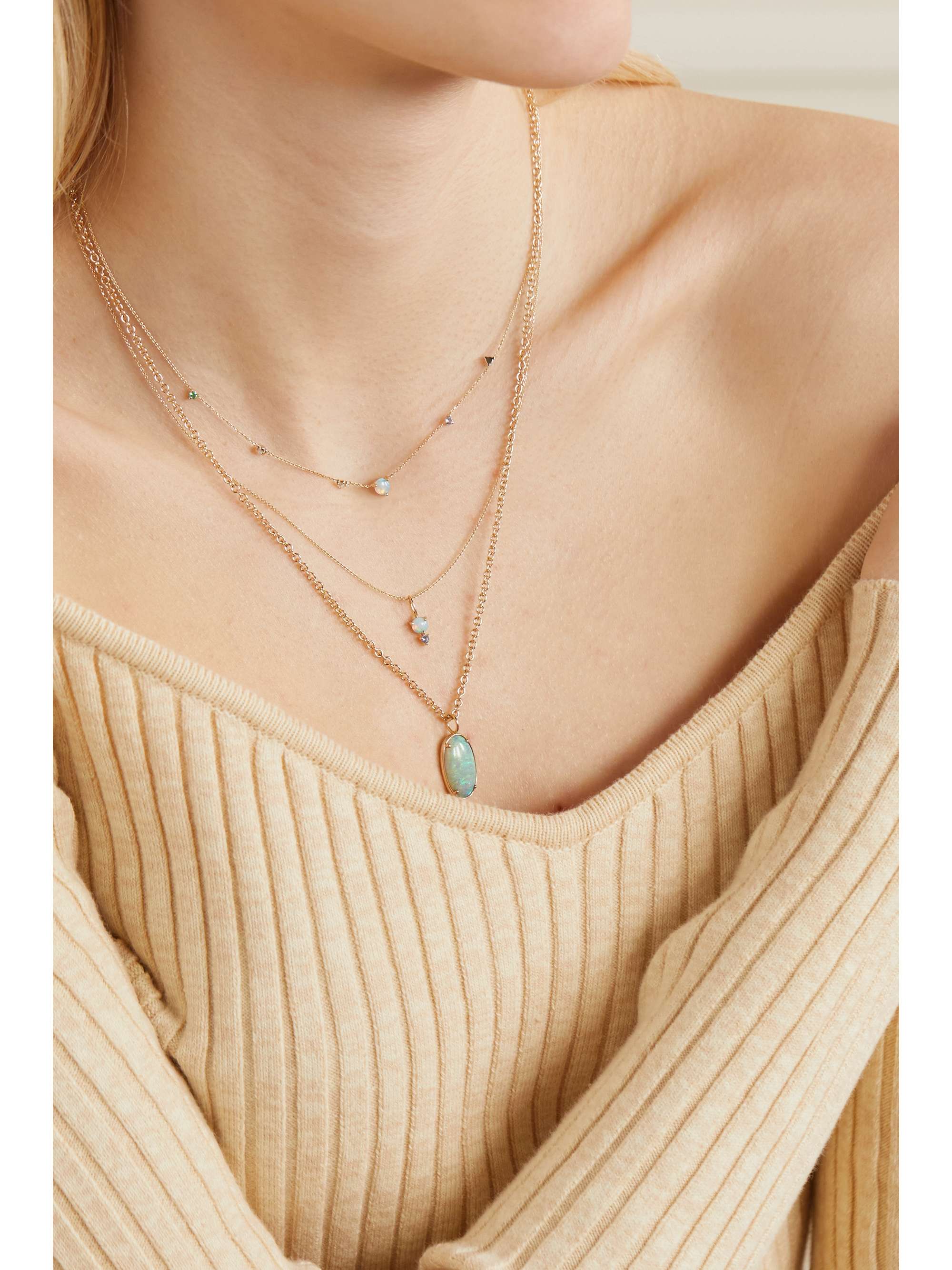 WWAKE Borealis Pendant No. 7 14-karat recycled gold opal necklace