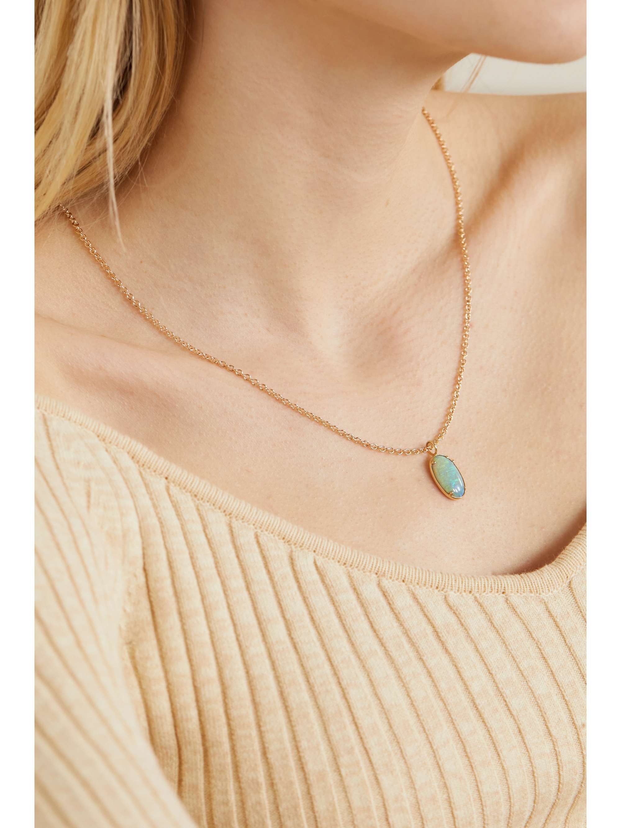 WWAKE Borealis Pendant No. 7 14-karat recycled gold opal necklace