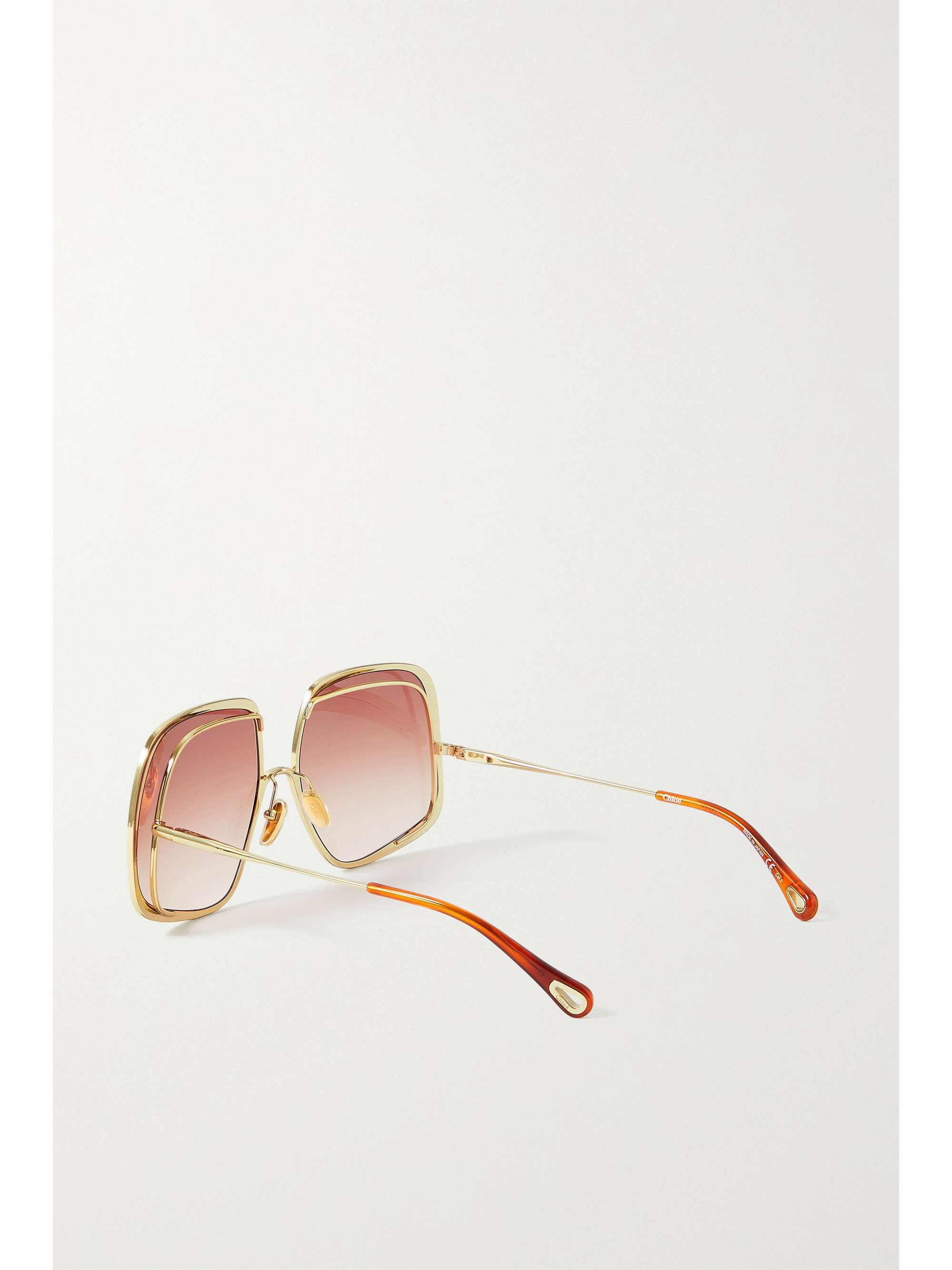 CHLOÉ Hanah oversized square-frame gold-tone and acetate sunglasses