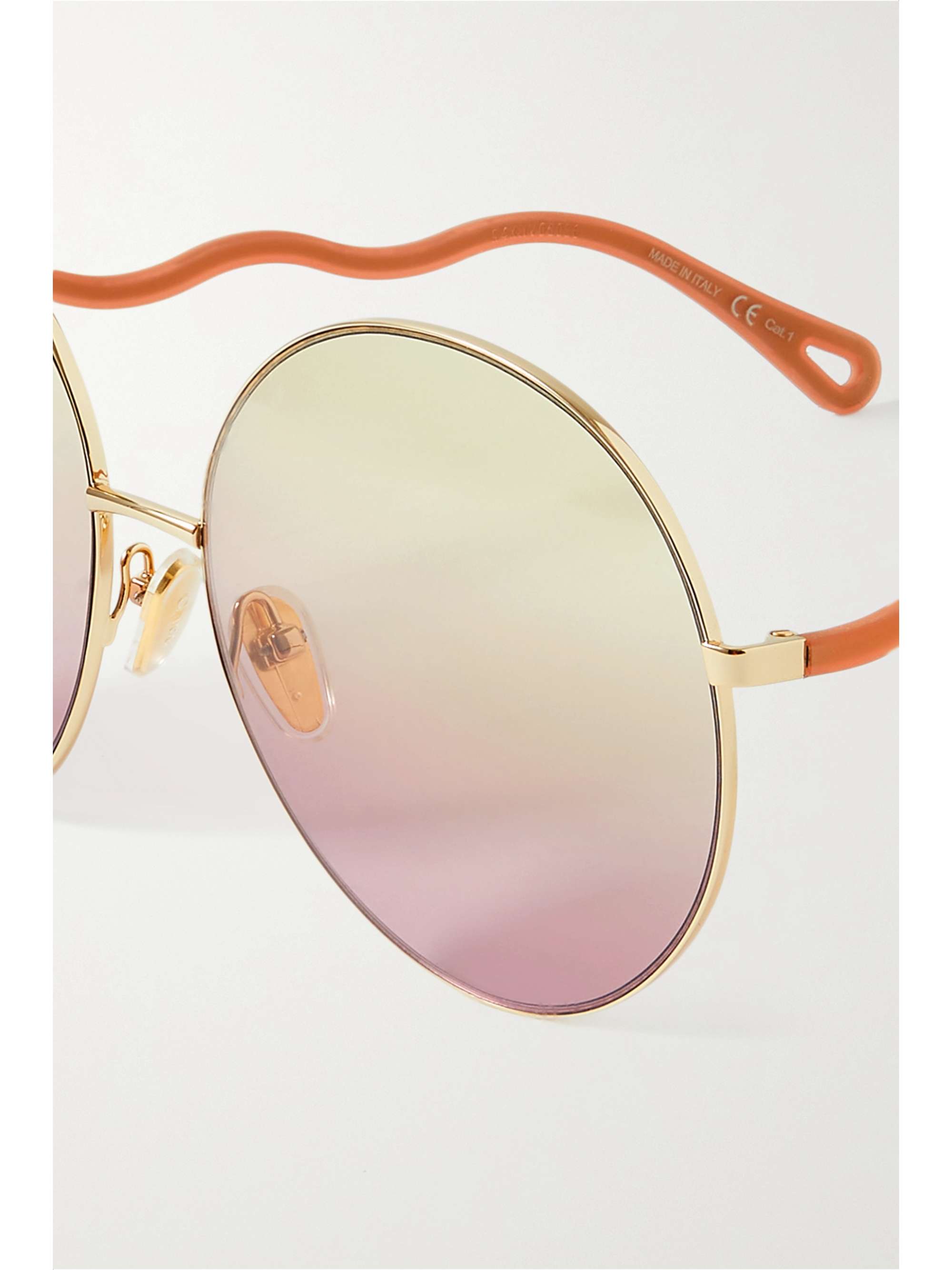 Gold Noore oversized round-frame gold-tone sunglasses | CHLOÉ | NET-A ...