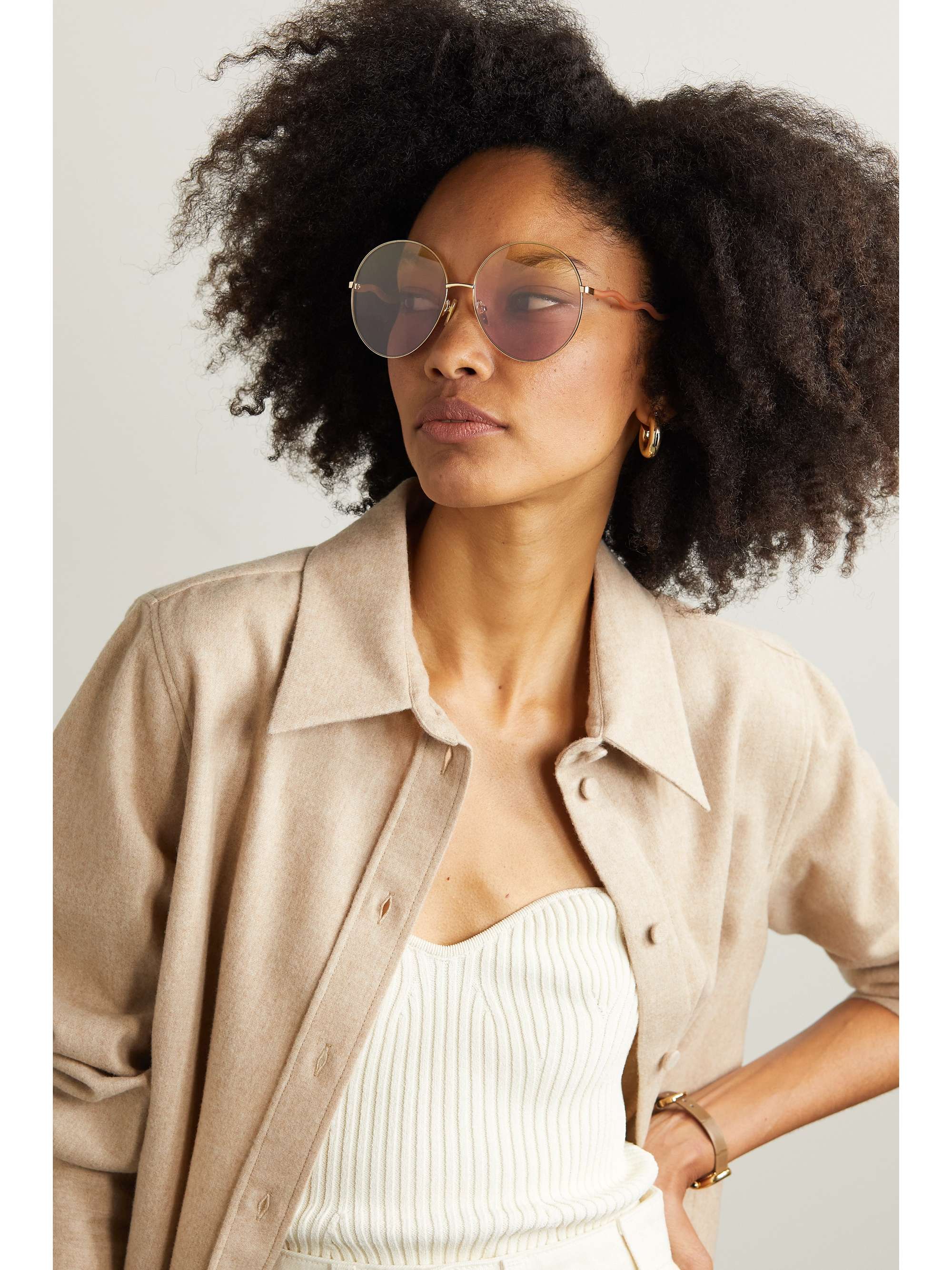CHLOÉ EYEWEAR Noore oversized round-frame gold-tone sunglasses