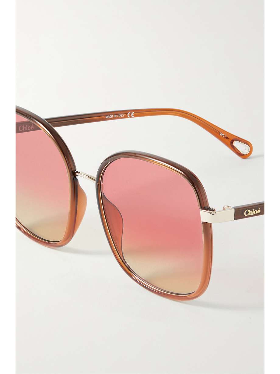 CHLOÉ EYEWEAR Franky oversized squareframe goldtone and acetate