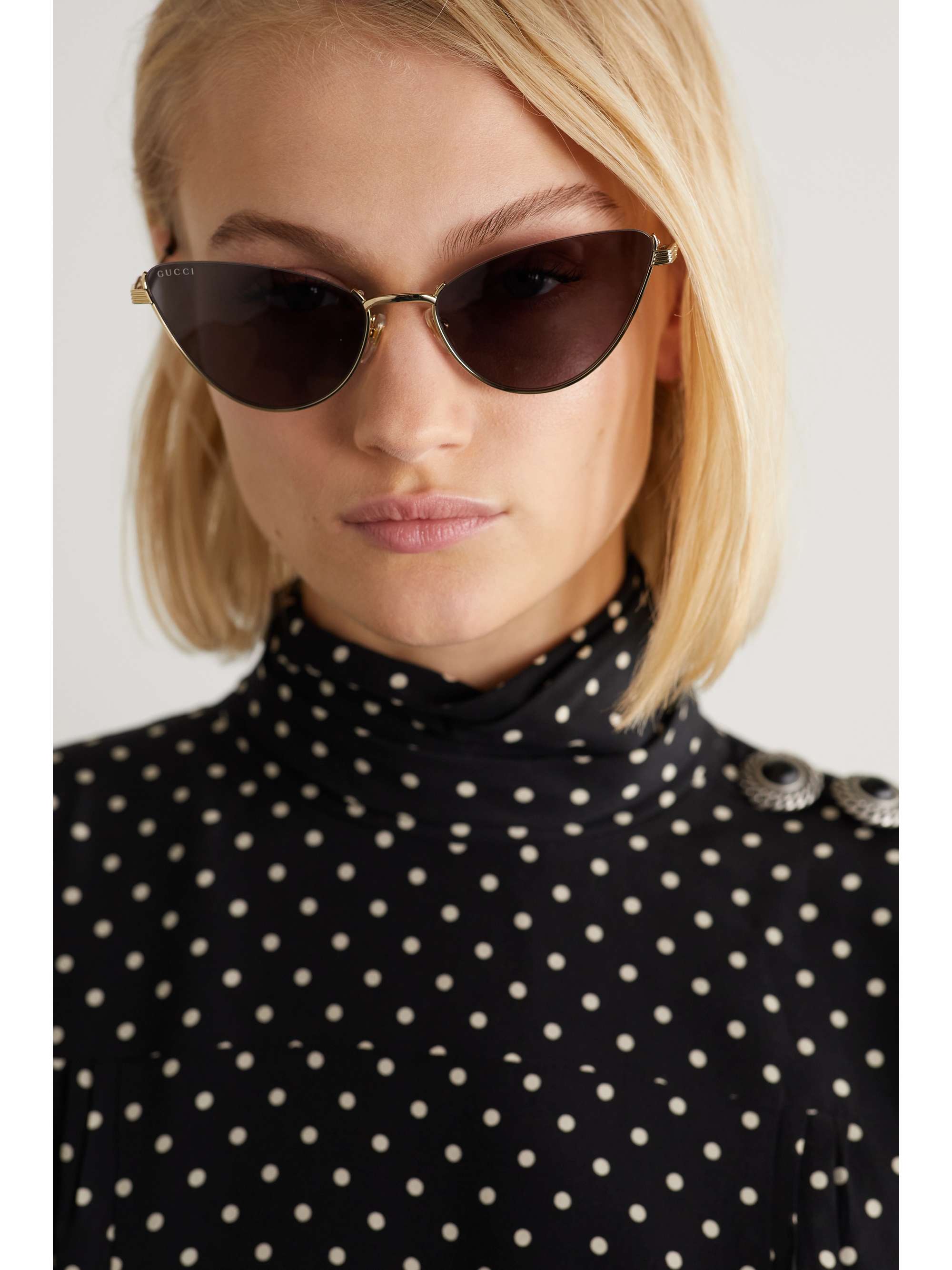 GUCCI EYEWEAR Cat-eye gold-tone sunglasses